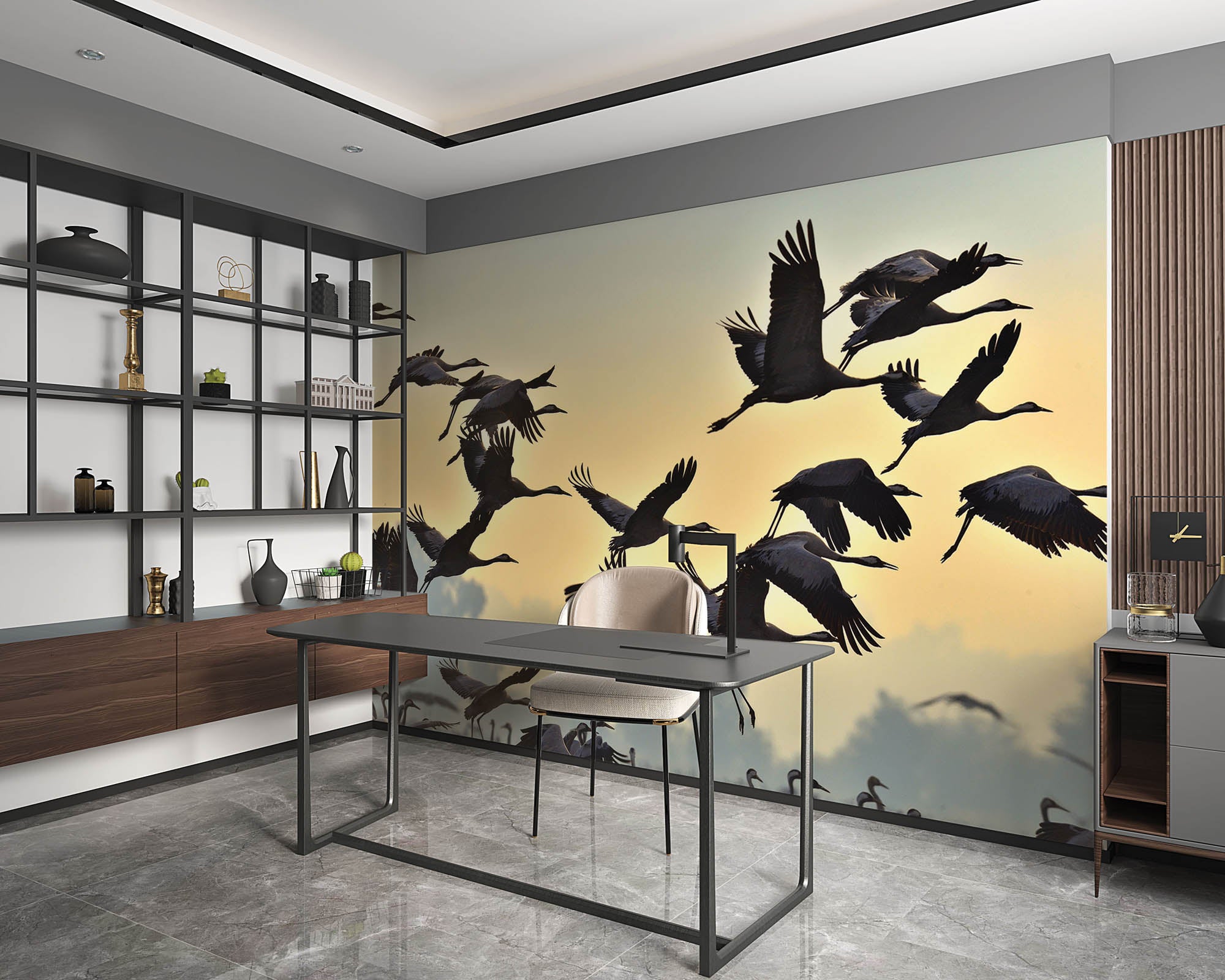 Vliegende kraanvogels - LW00191 Fotobehang