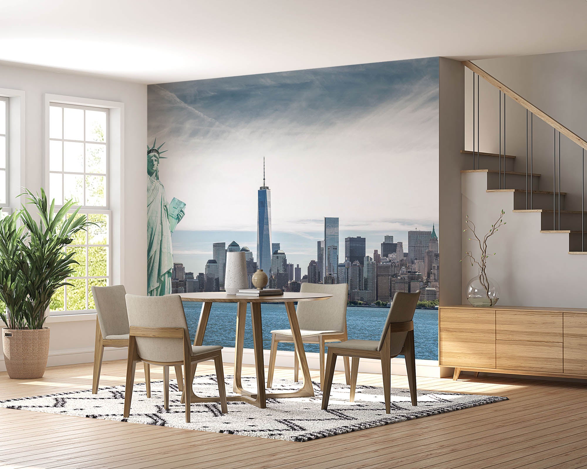 Vrijheidsbeeld New York met Wold Trade Center - LW00341 Fotobehang