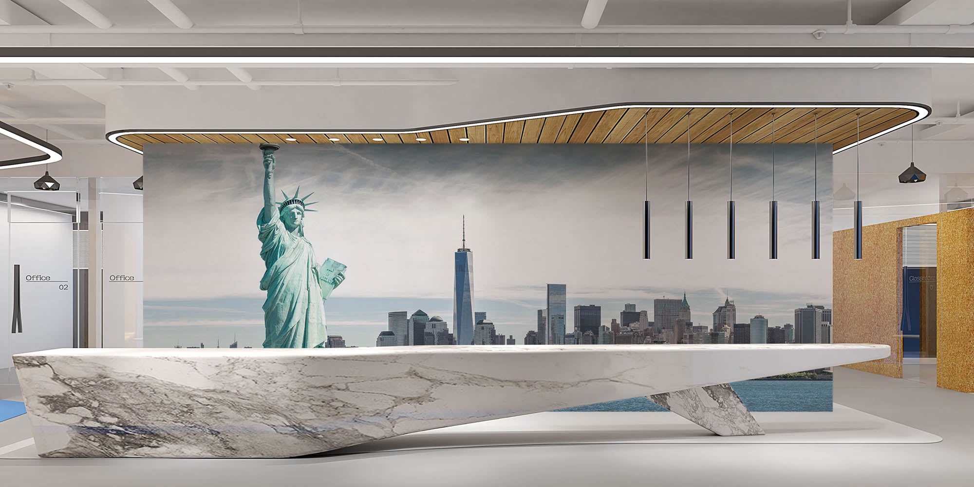 Vrijheidsbeeld New York met Wold Trade Center - LW00341 Fotobehang