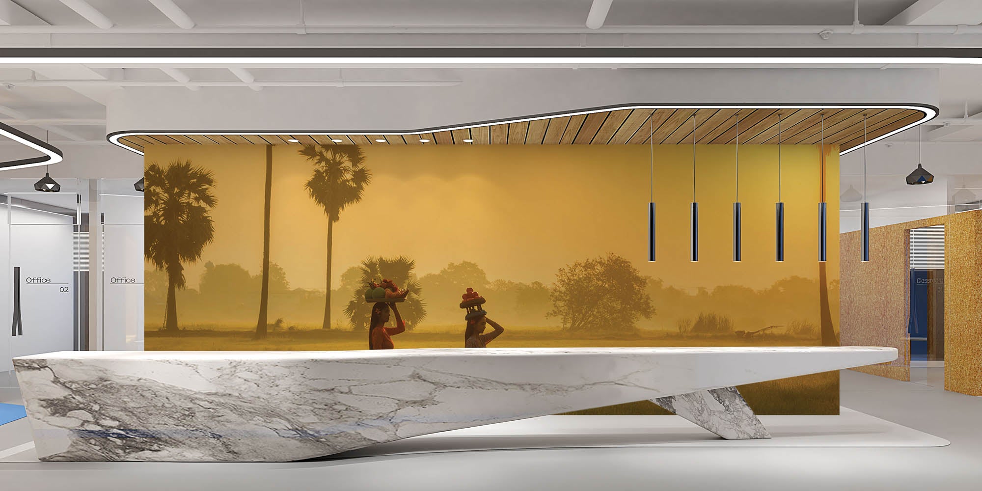 Vrouwen in rijstveld - LW00086 Fotobehang