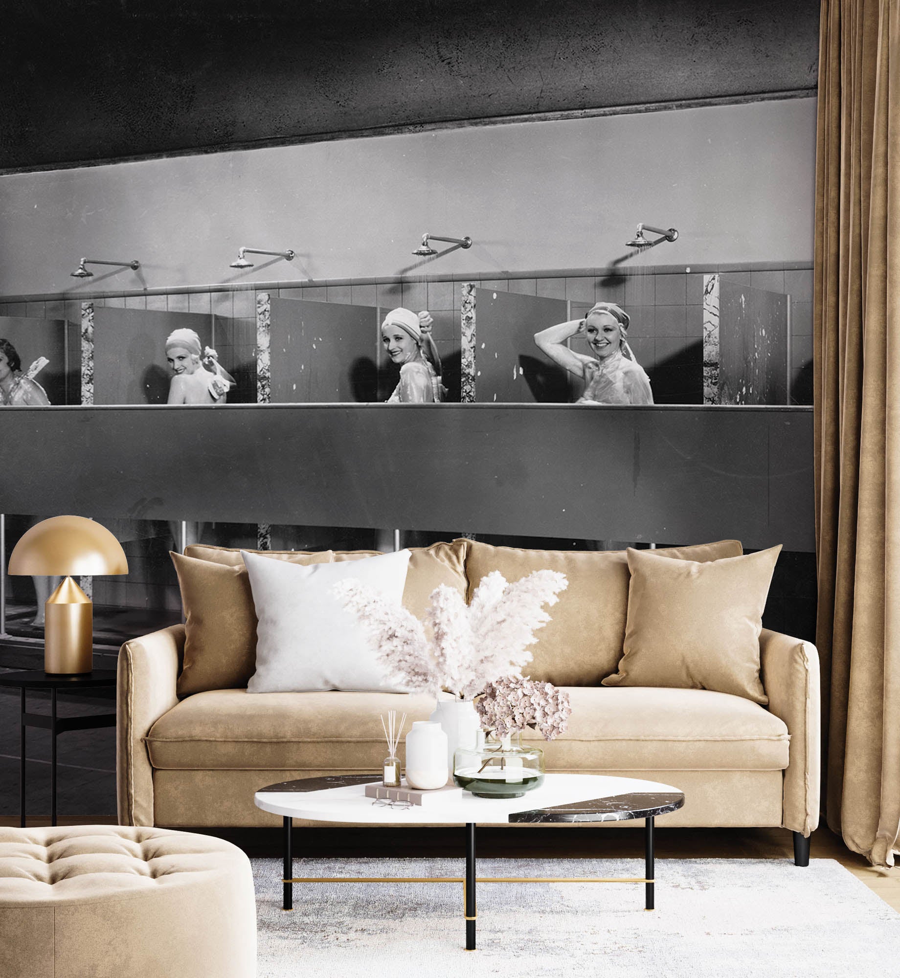 Vrouwen onder de douche, vintage - LW00403 Fotobehang