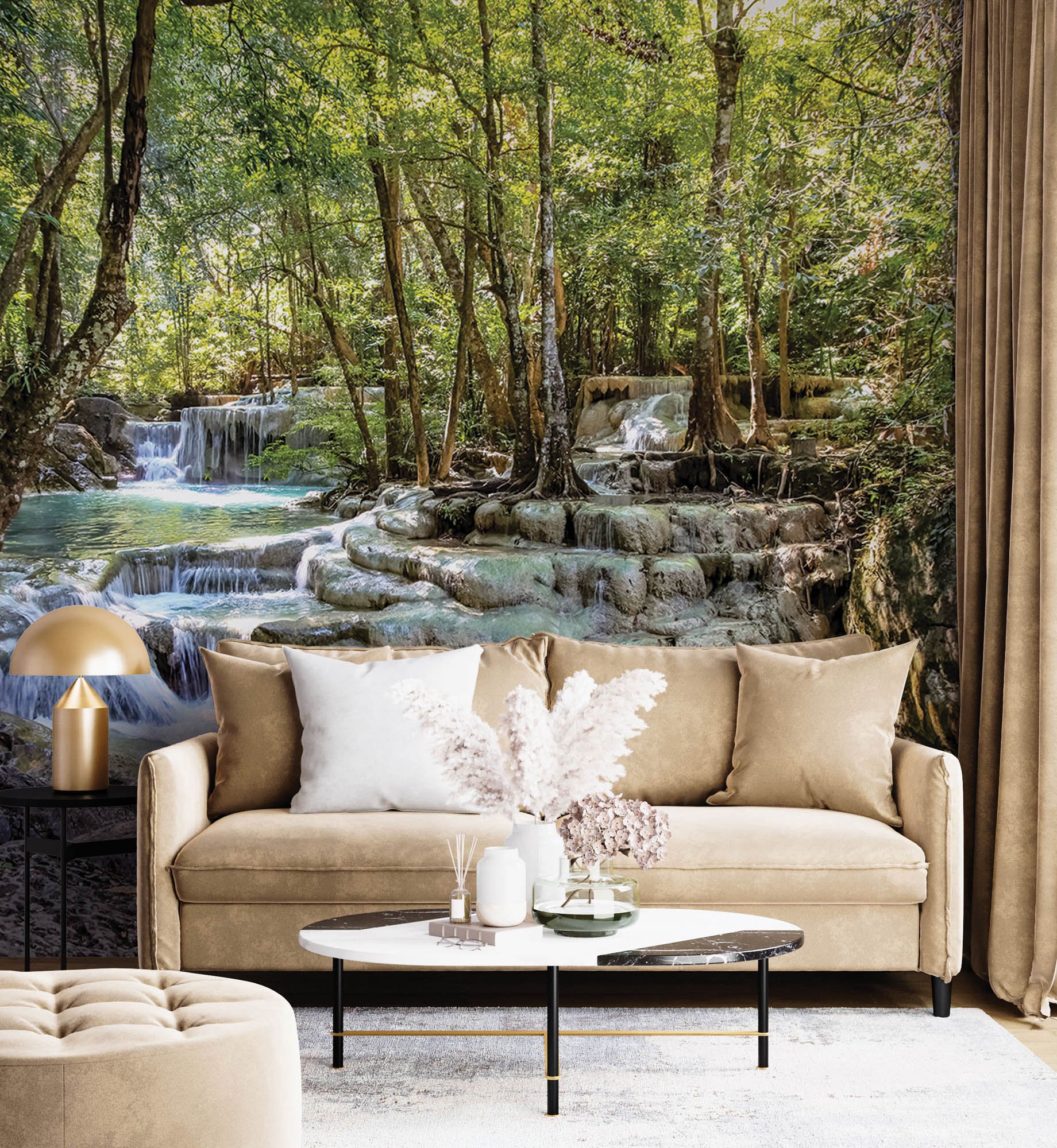 Waterval door bos - LW00288 Fotobehang