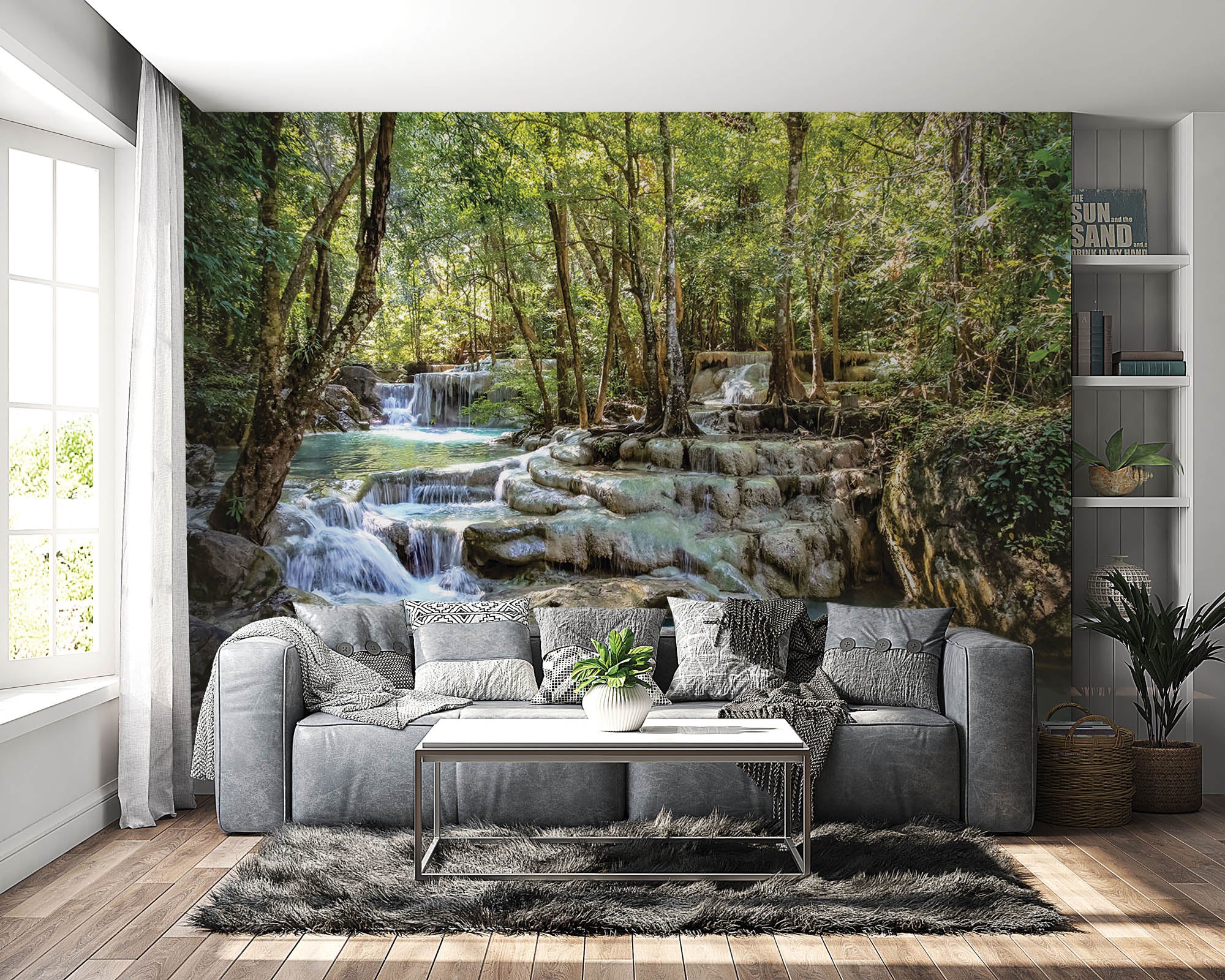 Waterval door bos - LW00288 Fotobehang