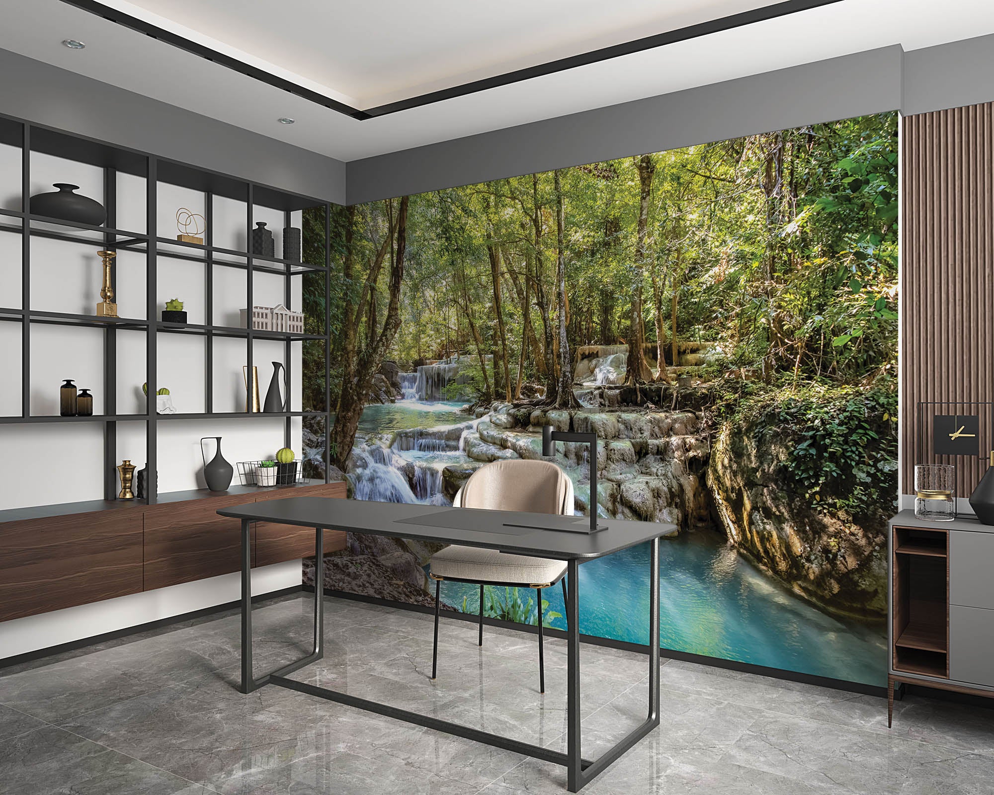 Waterval door bos - LW00288 Fotobehang