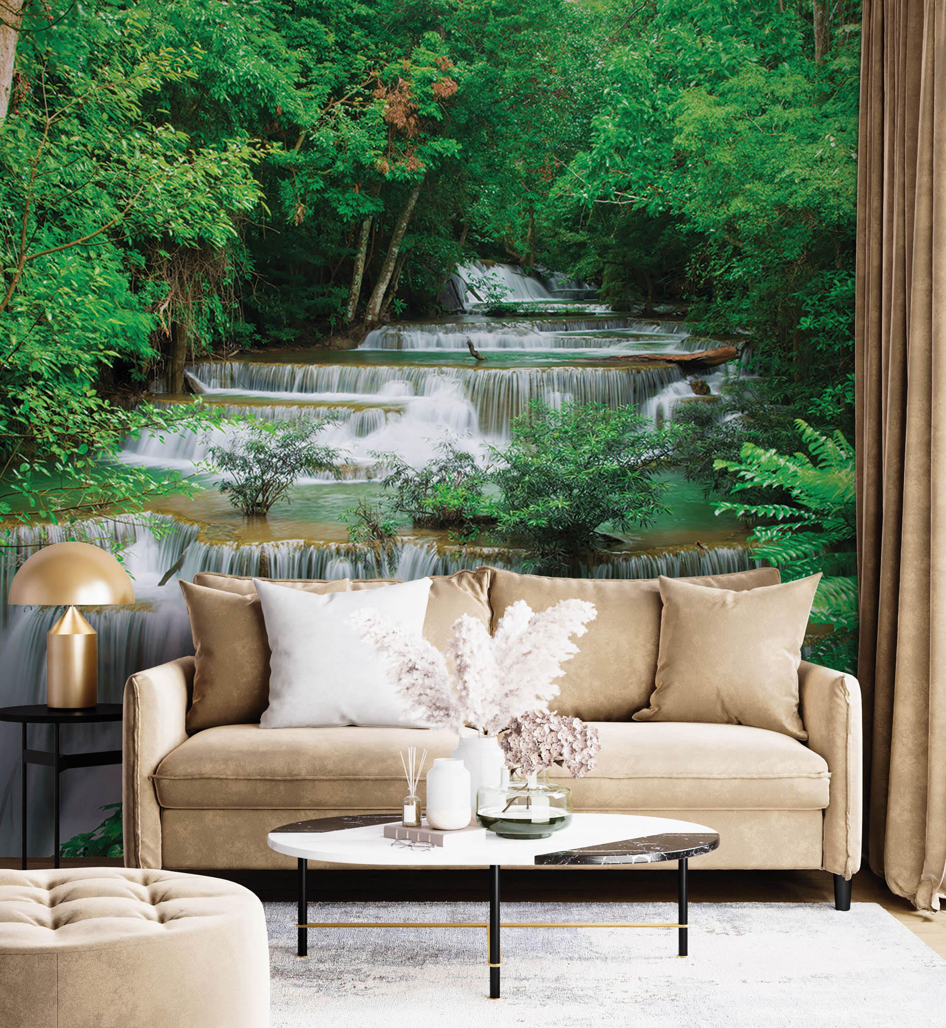 Waterval in groen bos - LW00247 Fotobehang