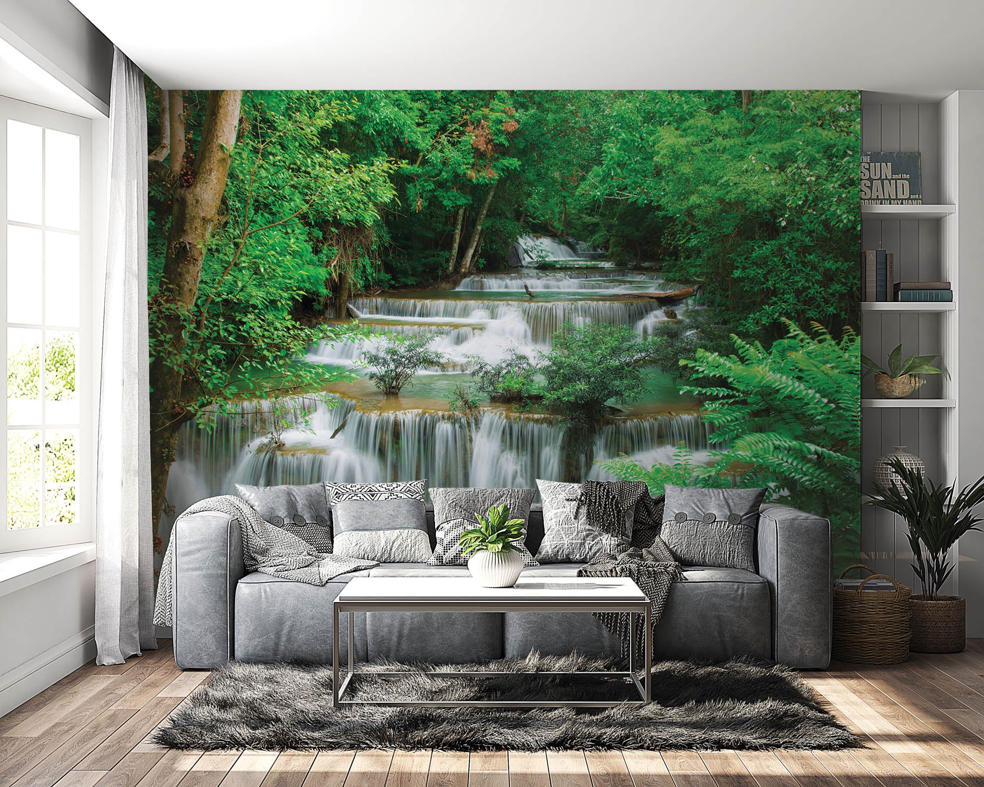 Waterval in groen bos - LW00247 Fotobehang