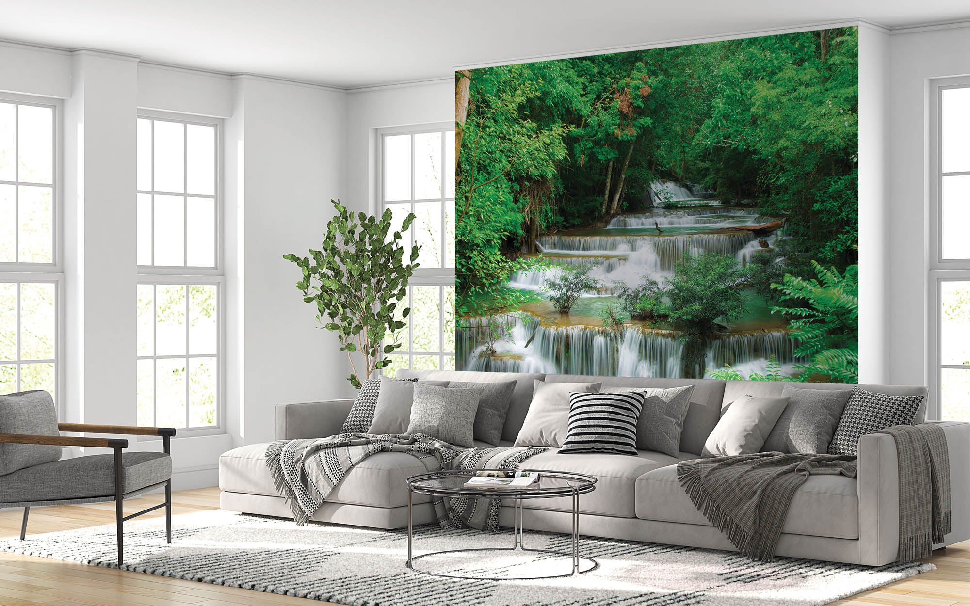 Waterval in groen bos - LW00247 Fotobehang