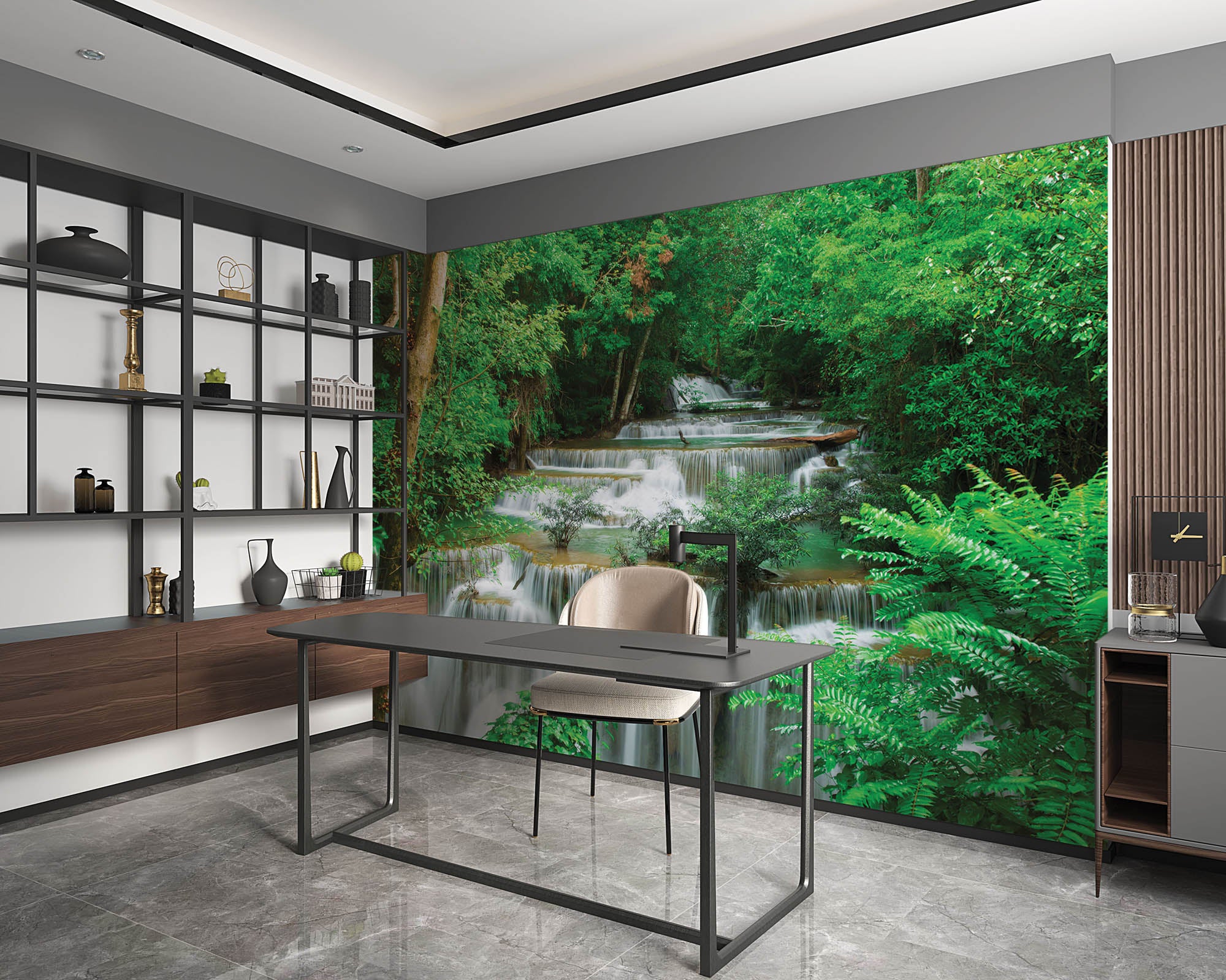 Waterval in groen bos - LW00247 Fotobehang