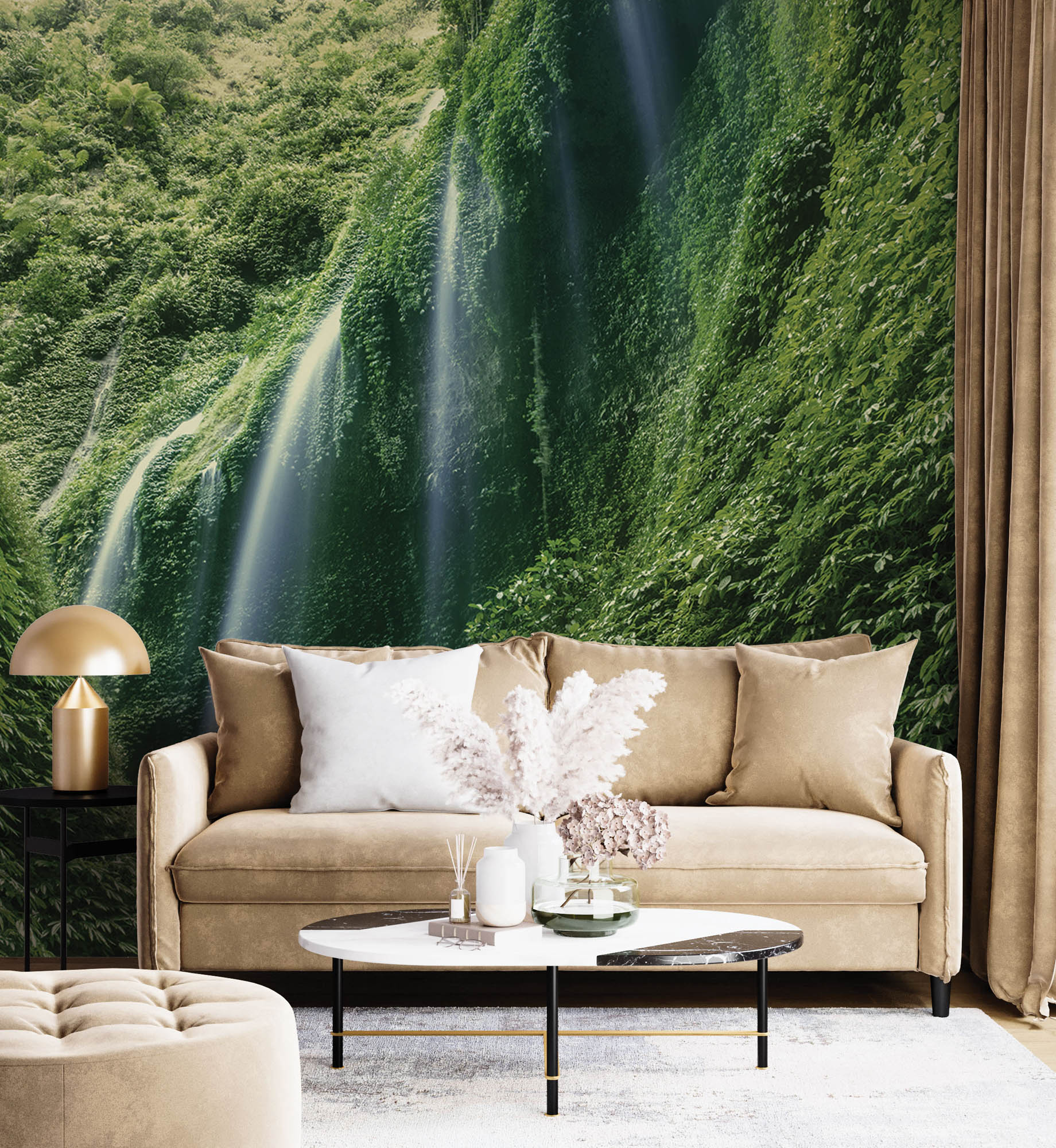 Waterval vanaf een berg - LW00255 Fotobehang