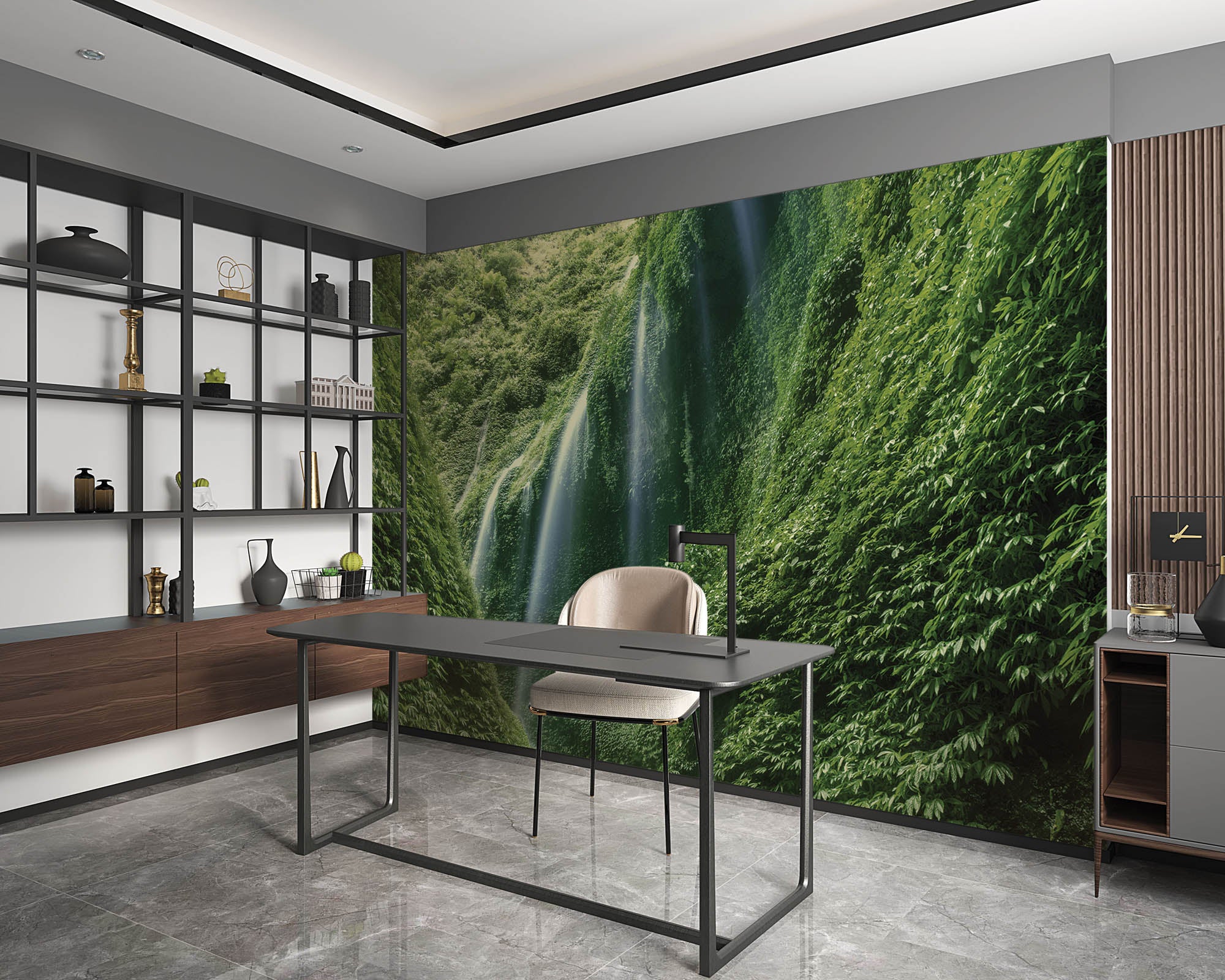 Waterval vanaf een berg - LW00255 Fotobehang