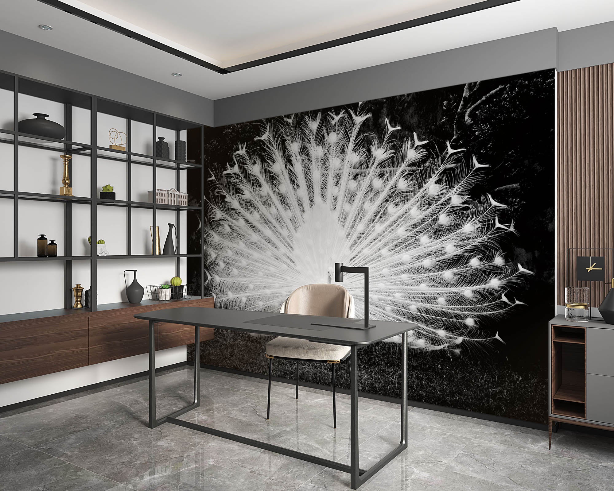 Witte pauw - LW00206 Fotobehang