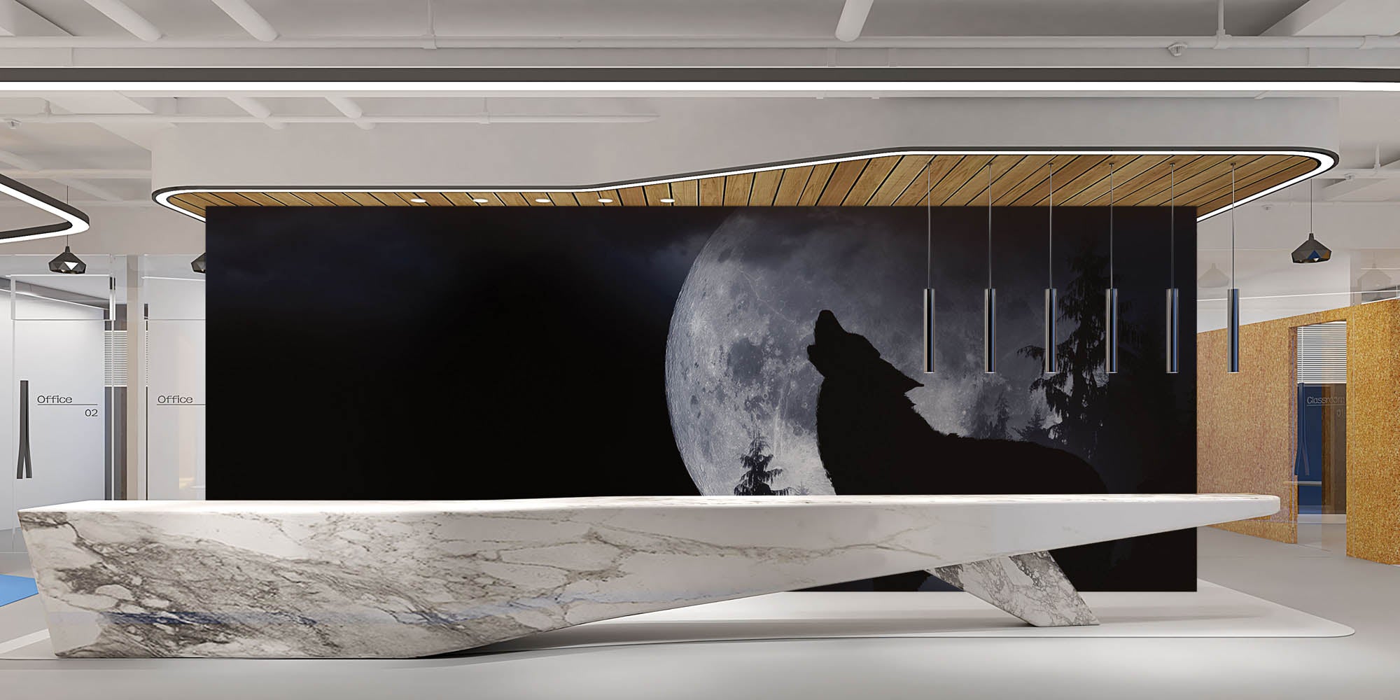 Wolf bij volle maan - LW00169 Fotobehang