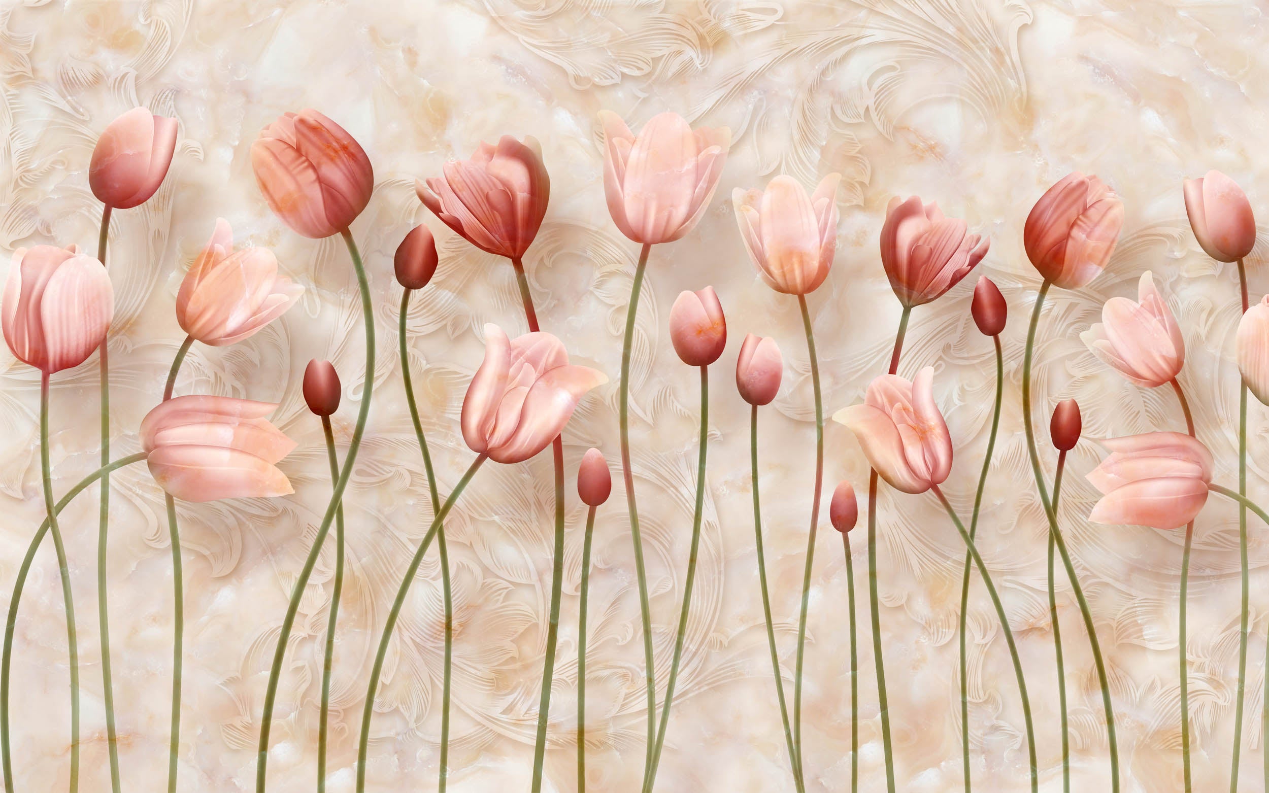 Zachte Blush Tulpen - LW00479 Fotobehang
