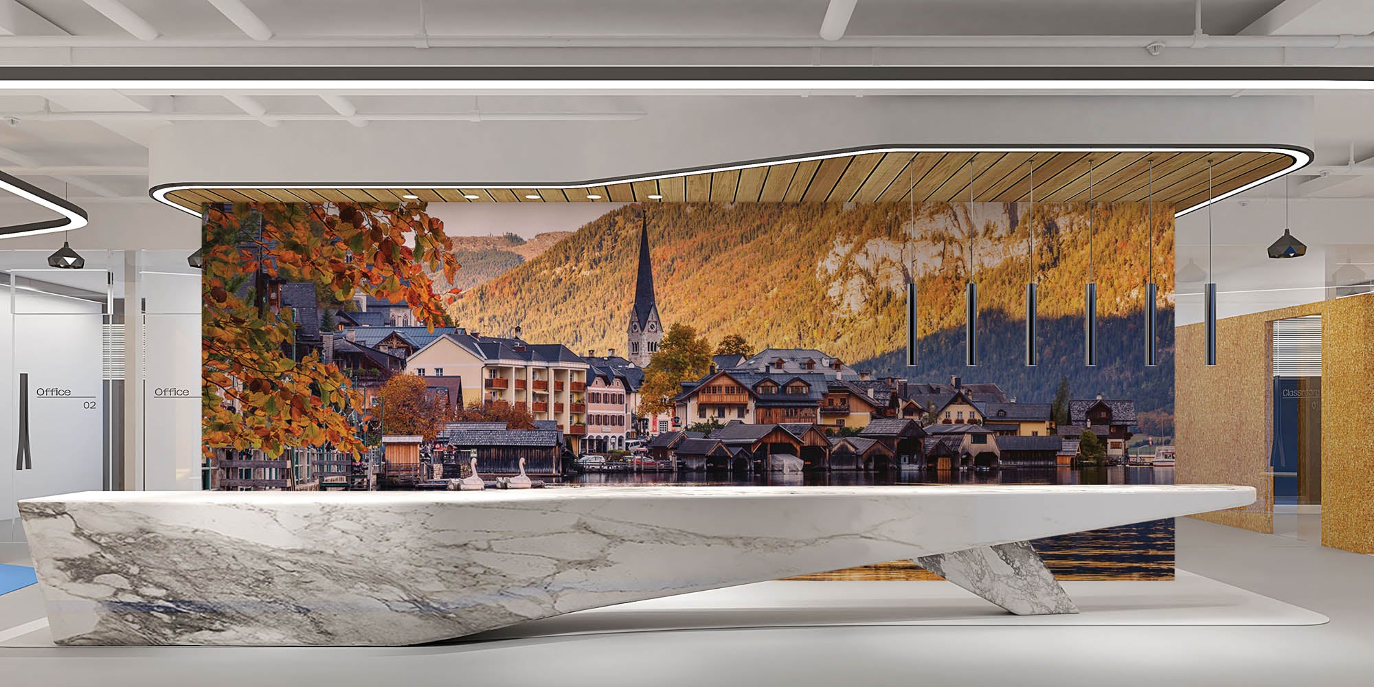 Zonsondergang in Hallstatt- LW00385 Fotobehang