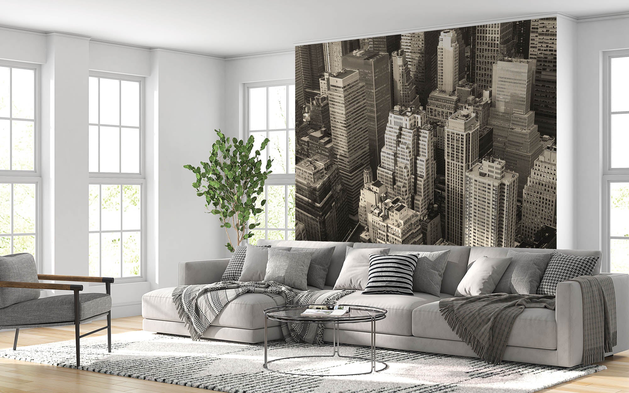 Zwart-wit skyline Manhattan - LW00304 Fotobehang