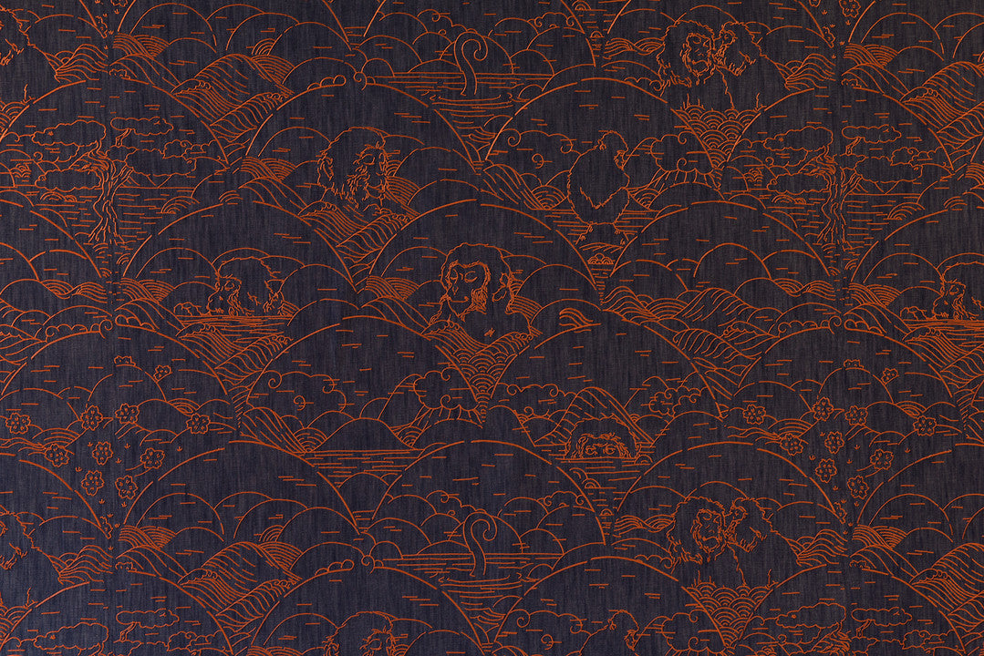 Arte Moooi Wallcoverings Tokyo Blue Indigo Macaque MO3000