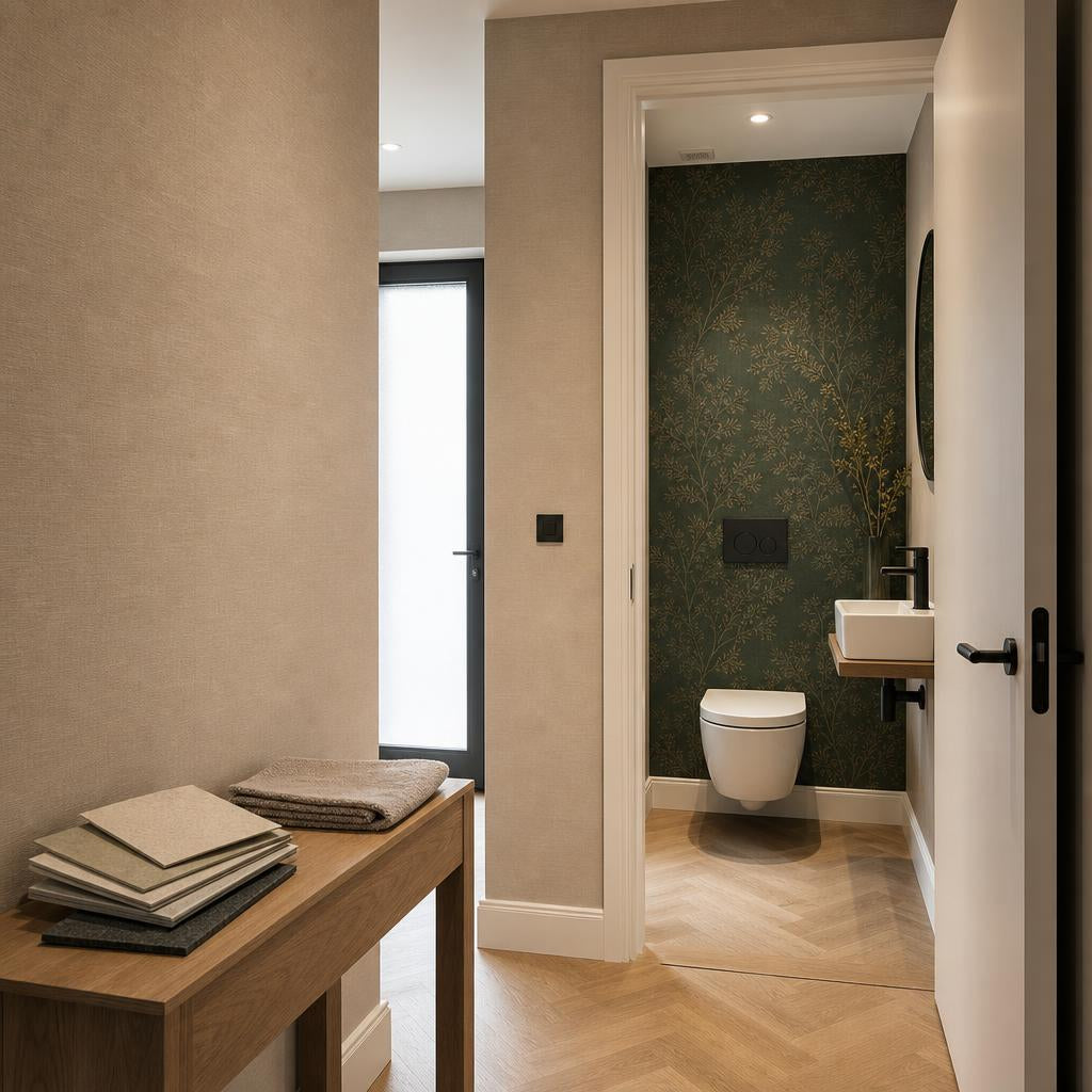 Behang toilet en hal