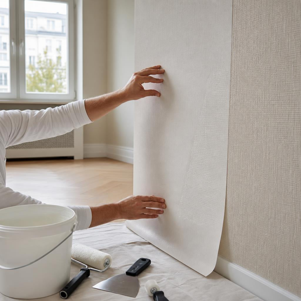Behangen over glasvezelbehang