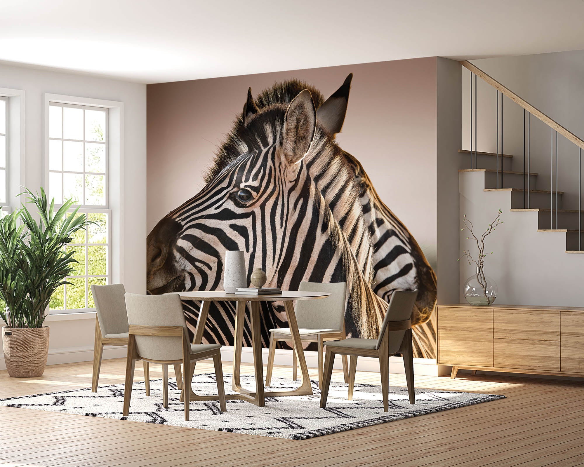 Twee zebra's met hoofden bij elkaar  - LW00195