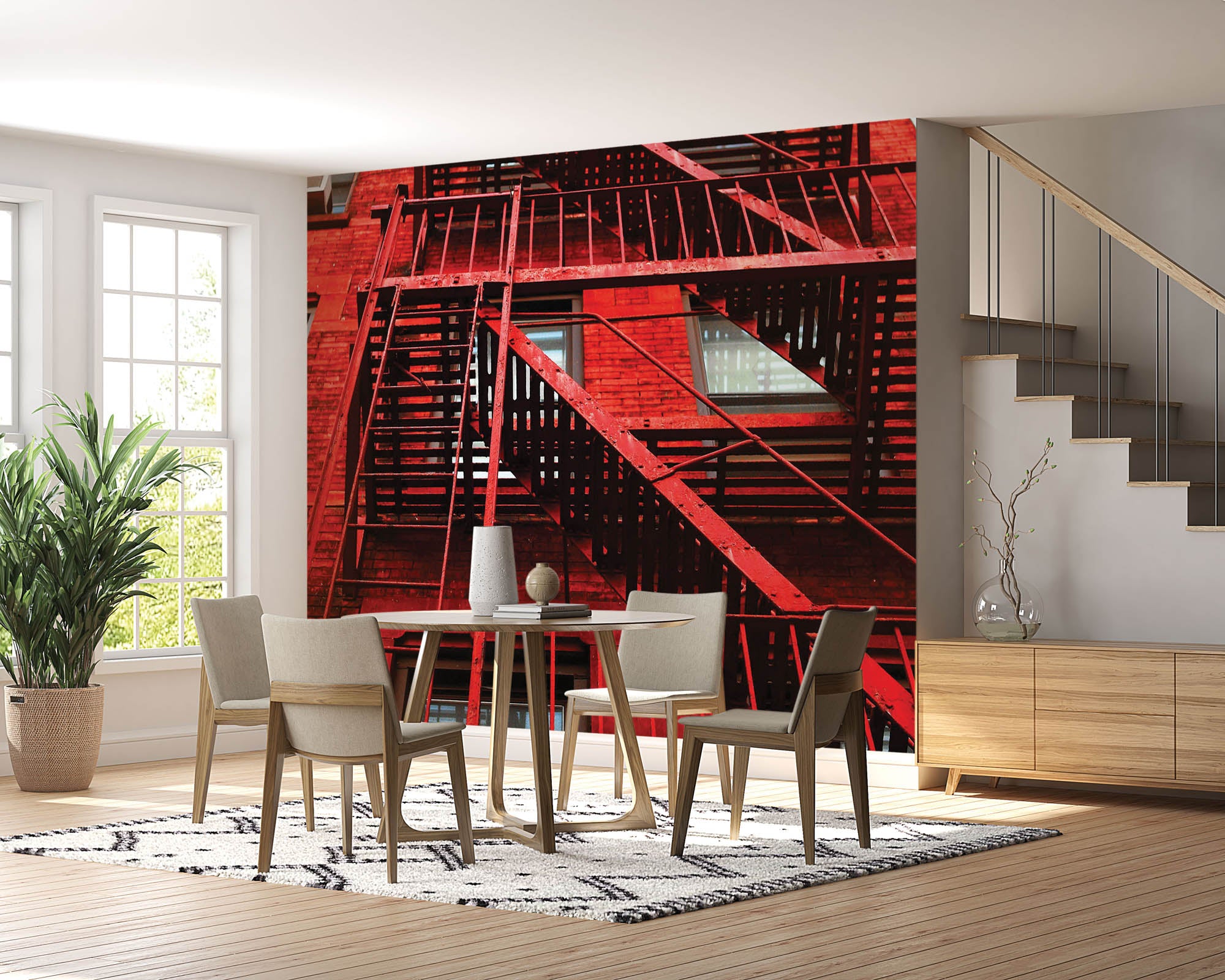 Rood gebouw met trappen - LW00296