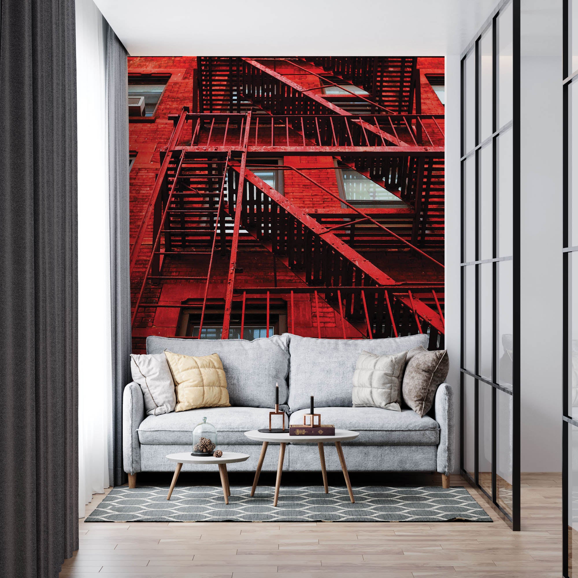 Rood gebouw met trappen - LW00296