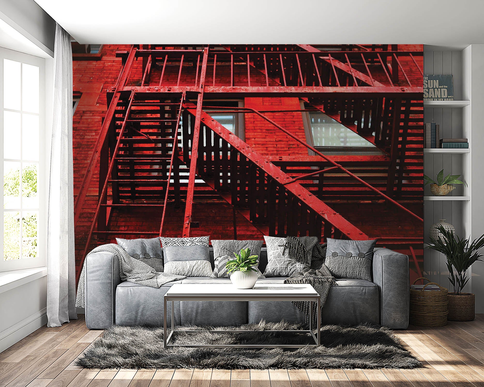 Rood gebouw met trappen - LW00296