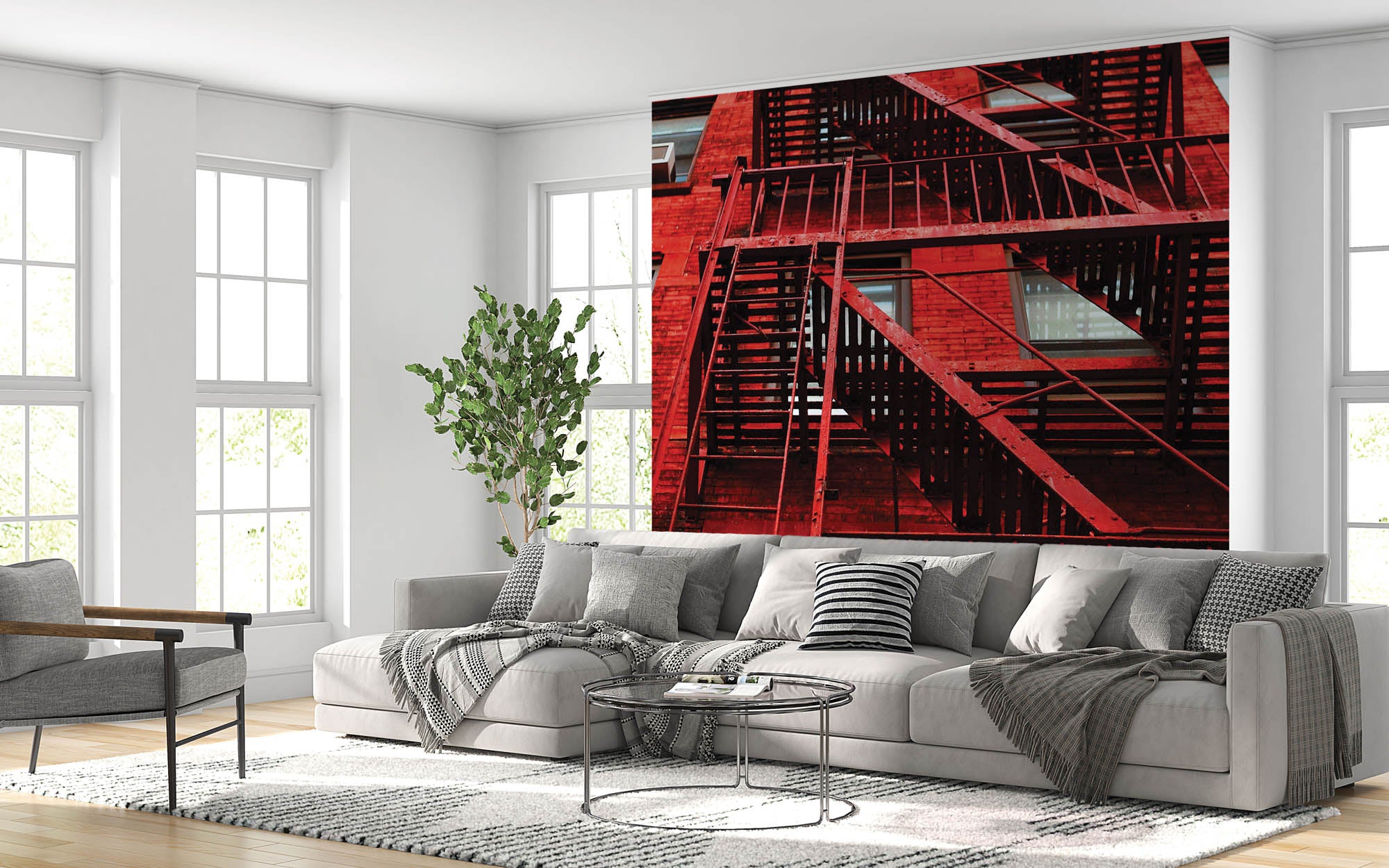 Rood gebouw met trappen - LW00296