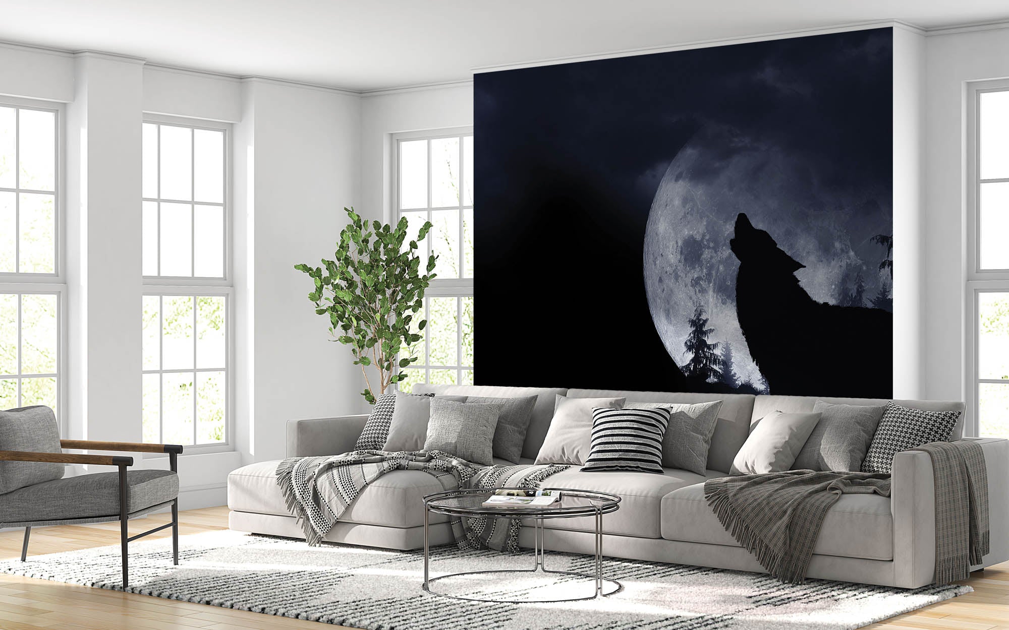 Wolf bij volle maan - LW00169