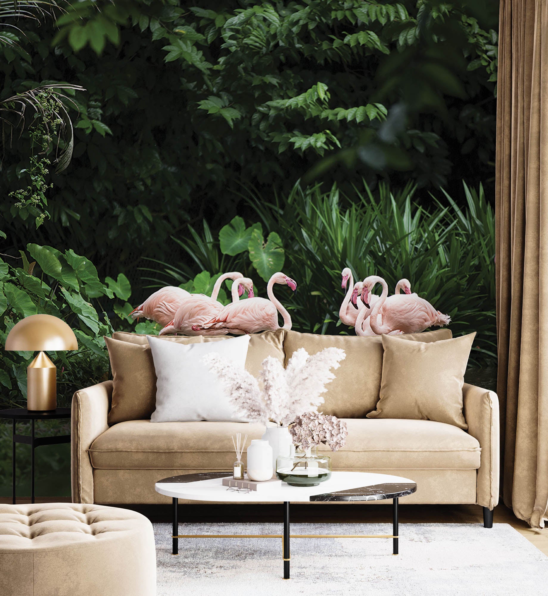 Flamingo's in groene omgeving - LW00173