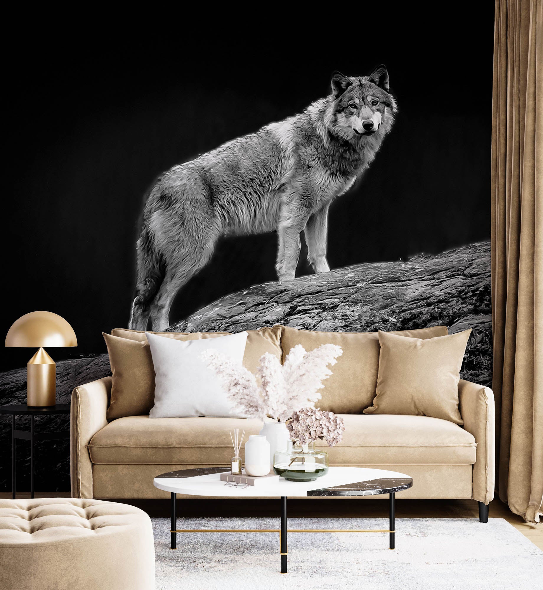 Starende wolf op boom  - LW00239