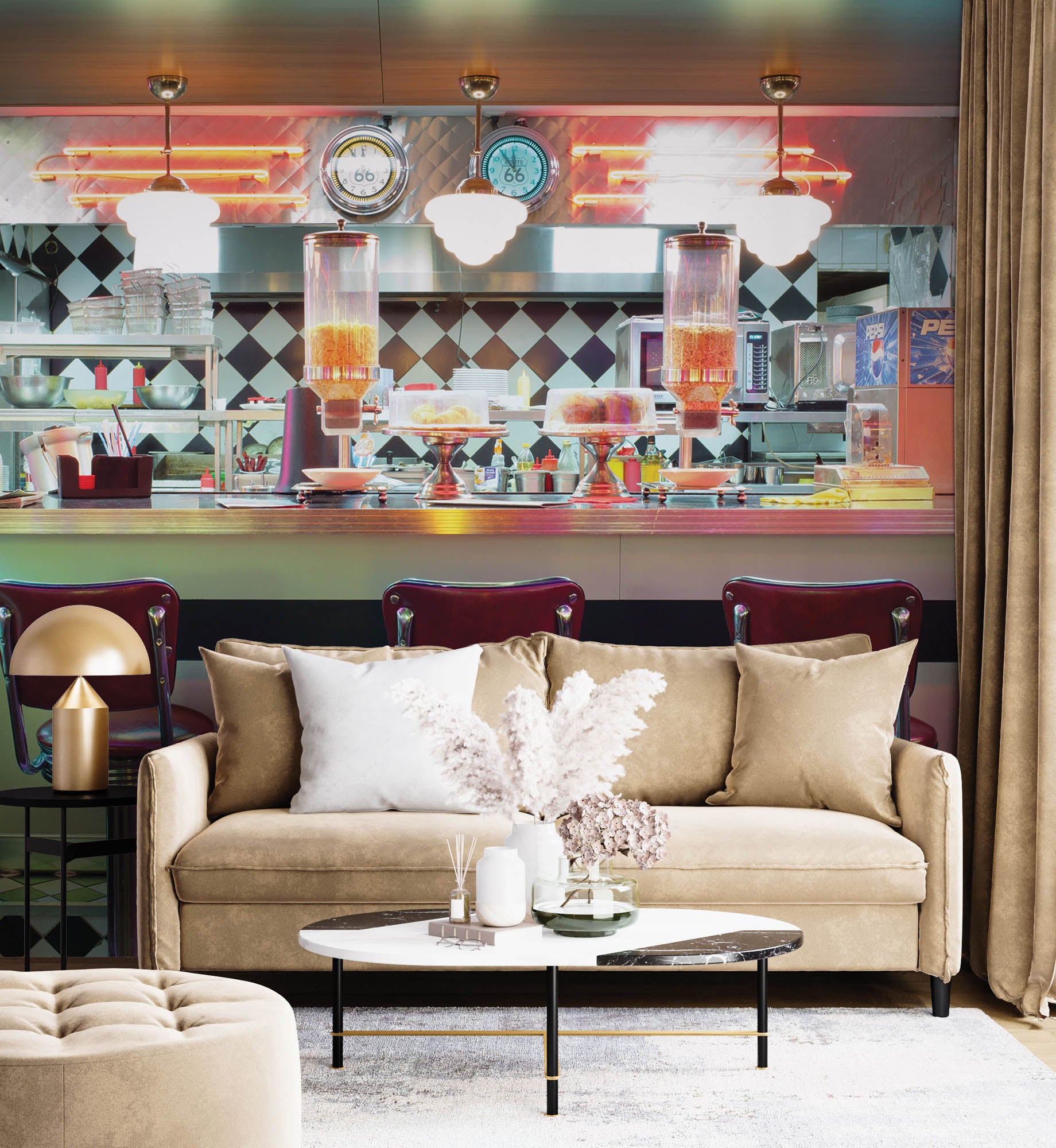 Amerikaanse retro bar - LW00419 Fotobehang