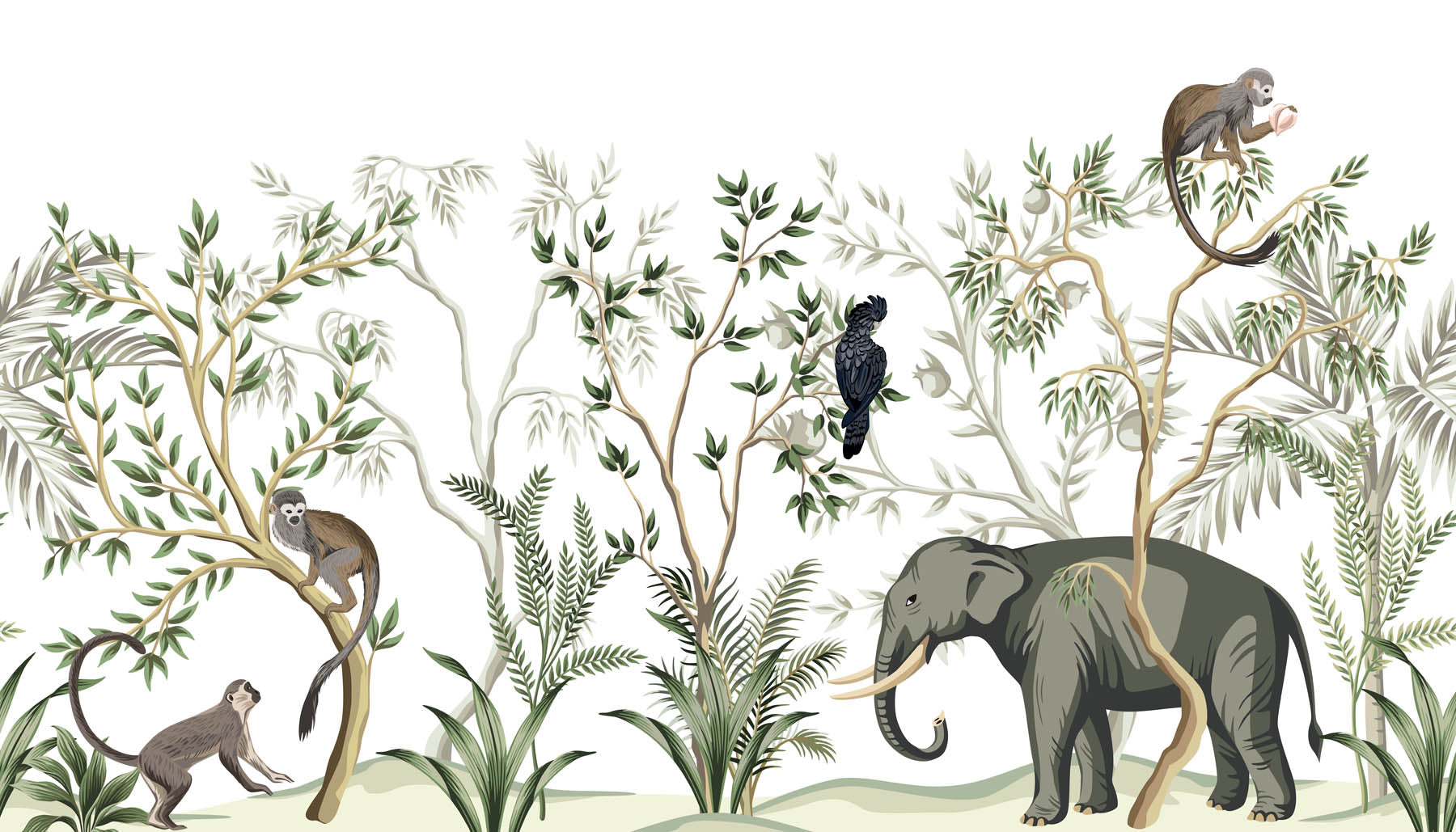 Babykamer Safari Muurschildering - LW00595 Fotobehang