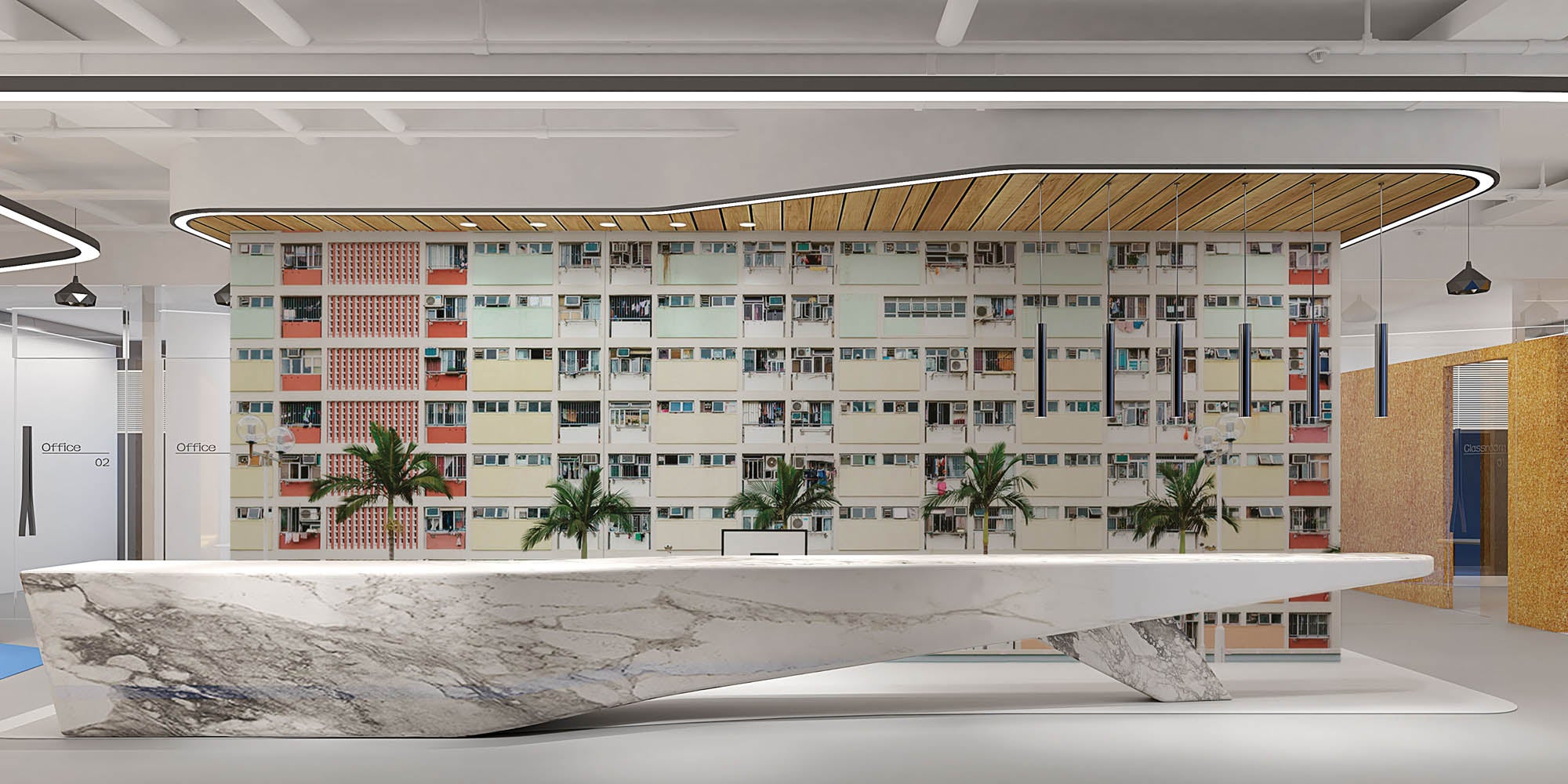 Basketbalveld in pasteltint - LW00431 Fotobehang