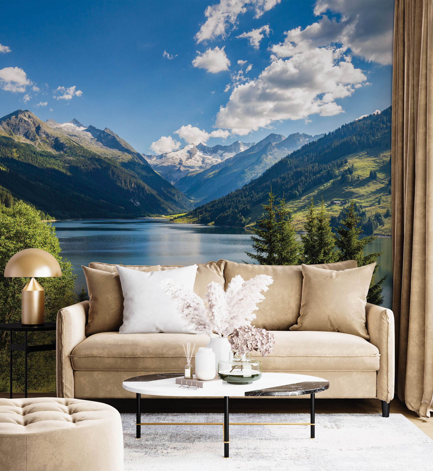 Bergen met stuwmeer - LW00125 Fotobehang