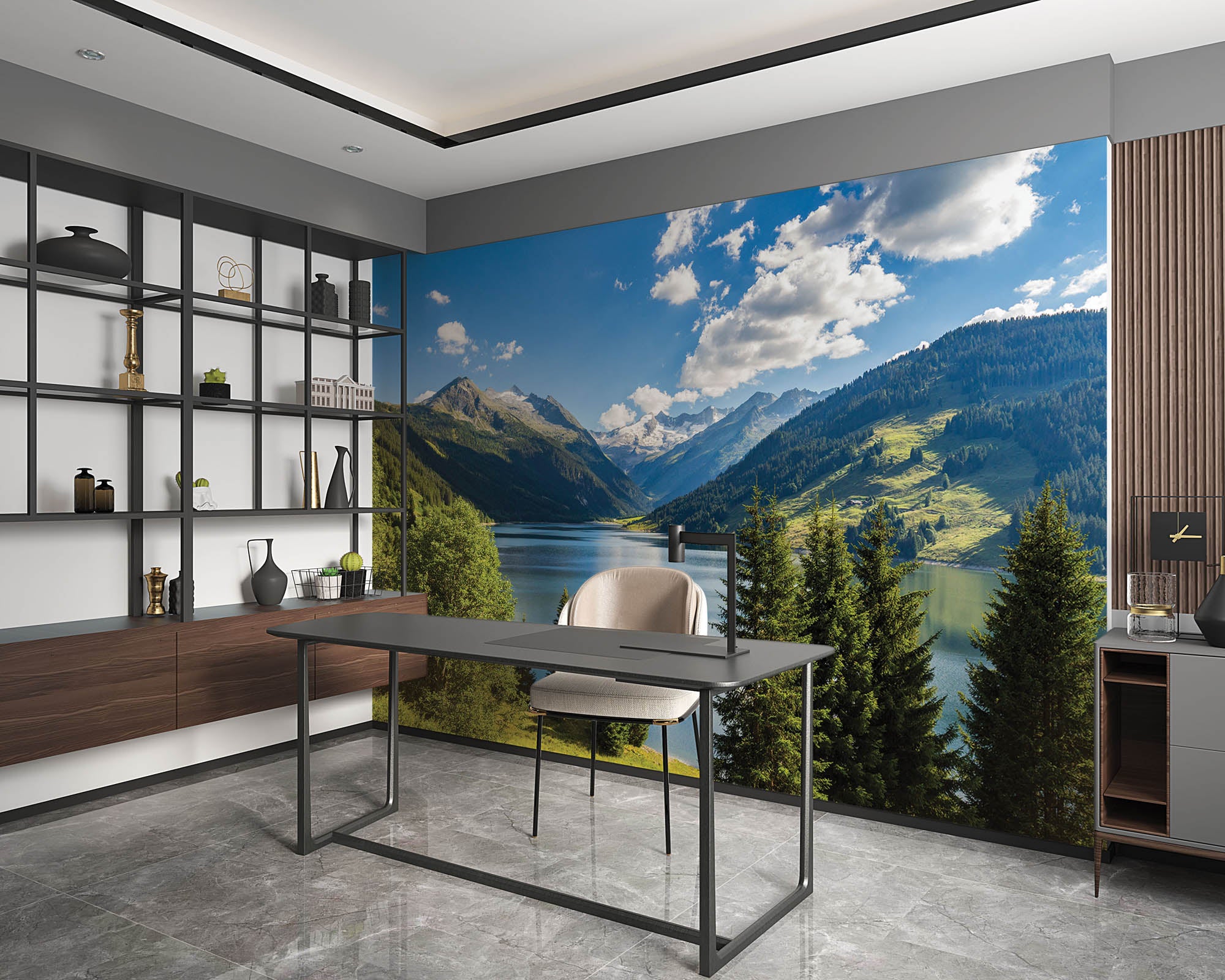 Bergen met stuwmeer - LW00125 Fotobehang