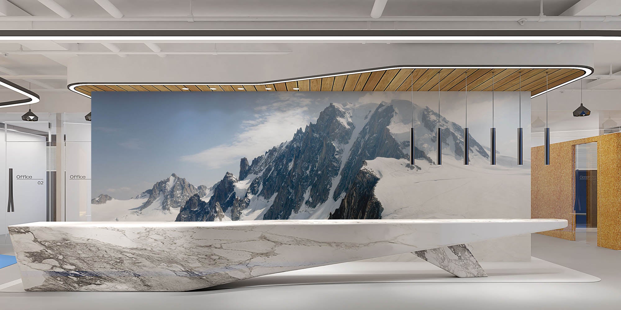 Bergformatie in de sneeuw - LW00128 Fotobehang