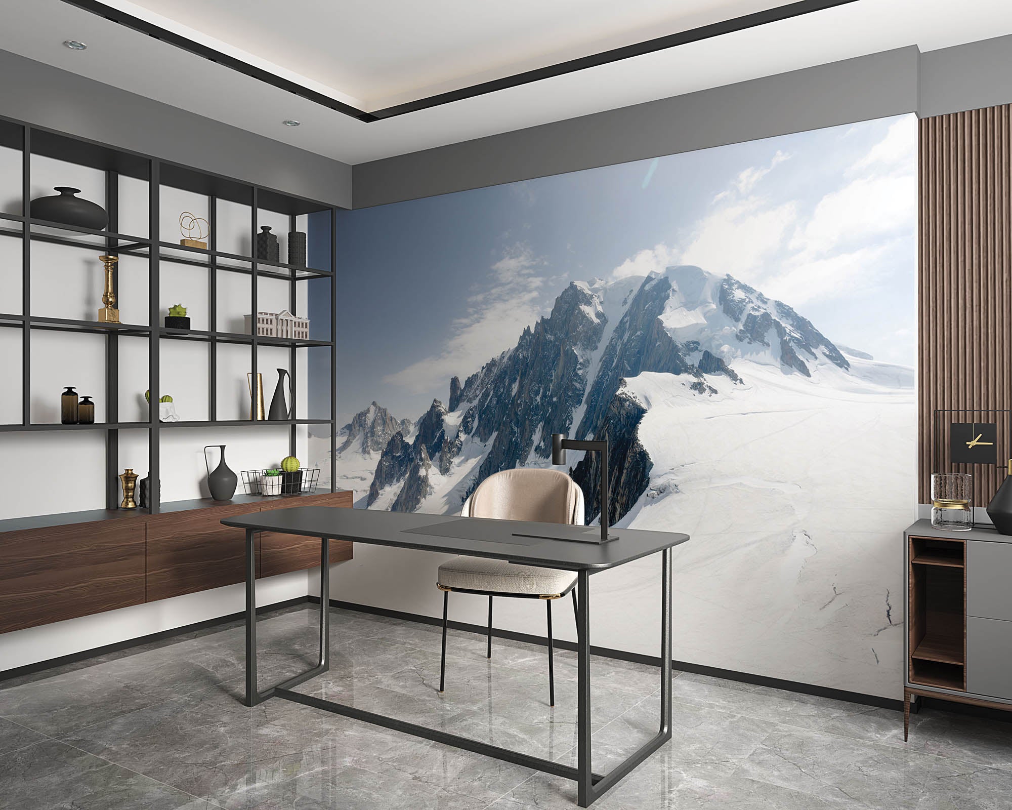 Bergformatie in de sneeuw - LW00128 Fotobehang