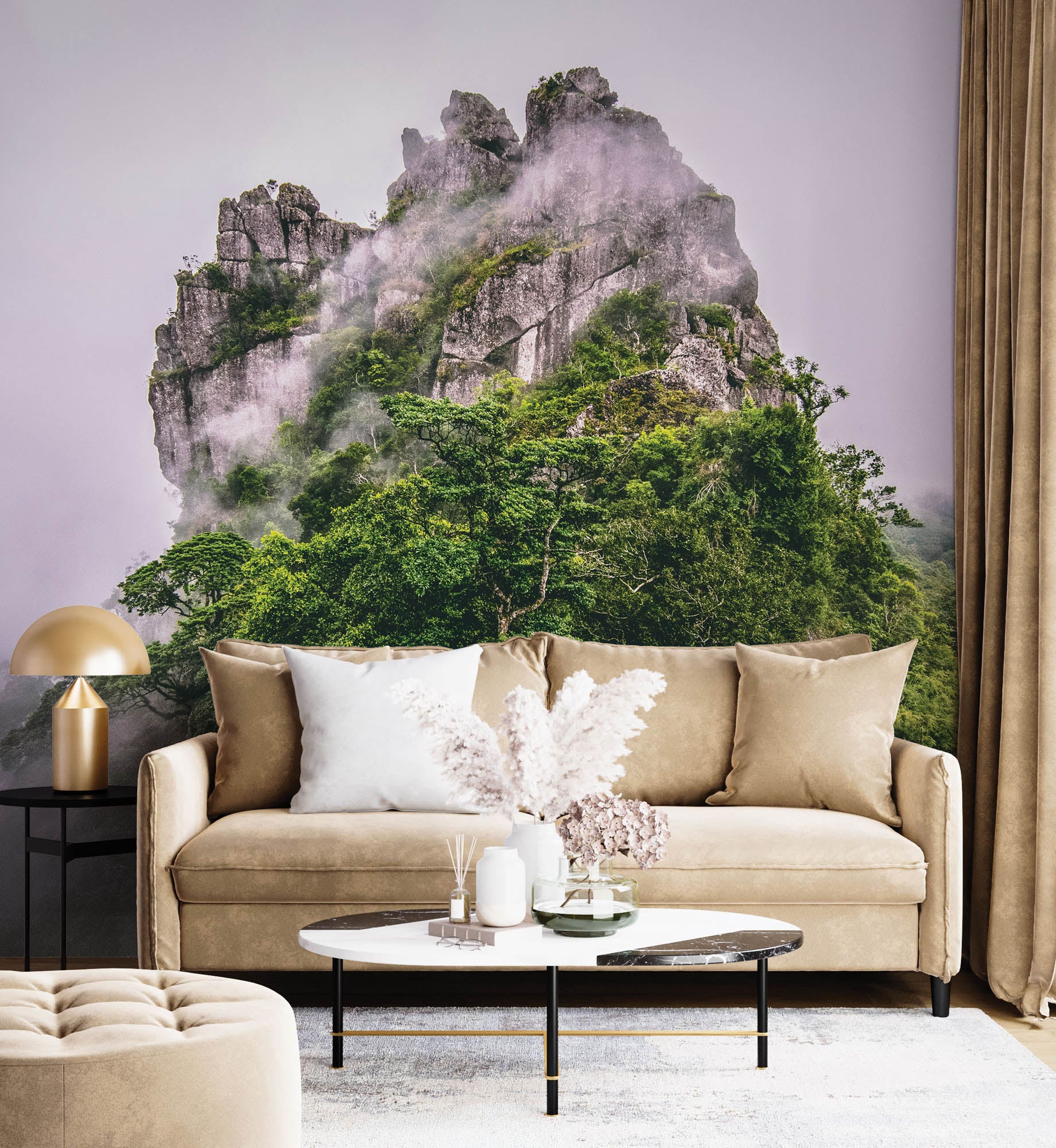 Bergtop  in mist en wolken  - LW00140 Fotobehang