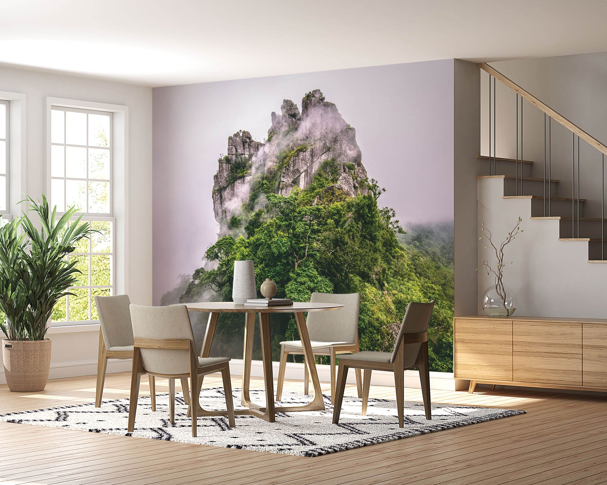 Bergtop  in mist en wolken  - LW00140 Fotobehang