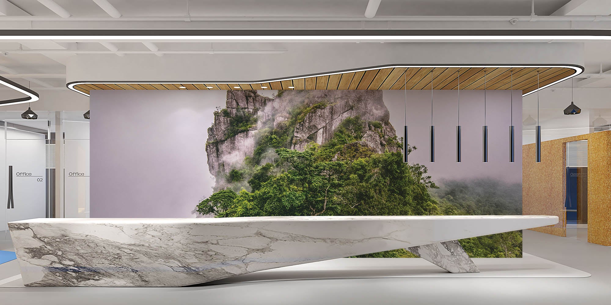 Bergtop  in mist en wolken  - LW00140 Fotobehang