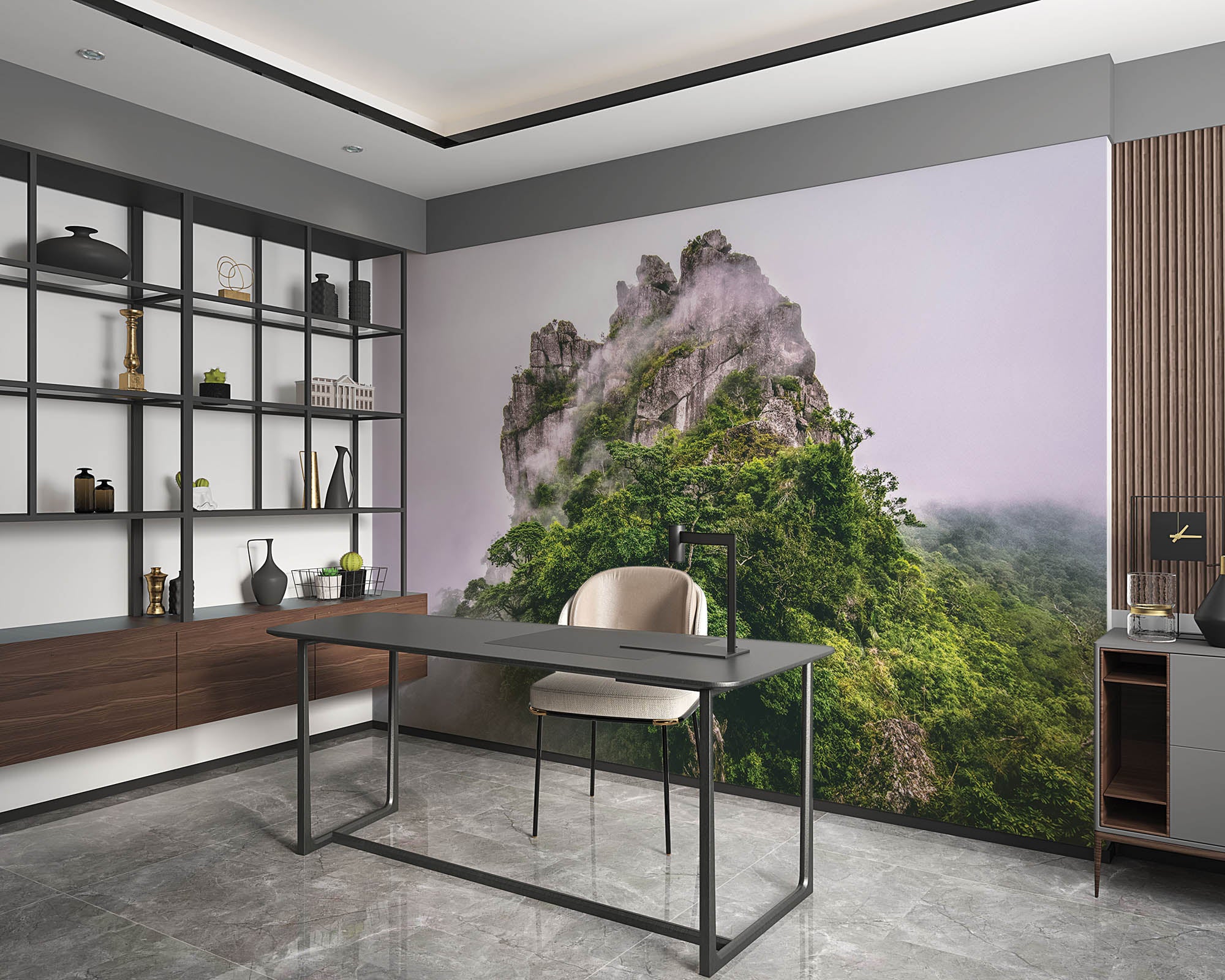 Bergtop  in mist en wolken  - LW00140 Fotobehang