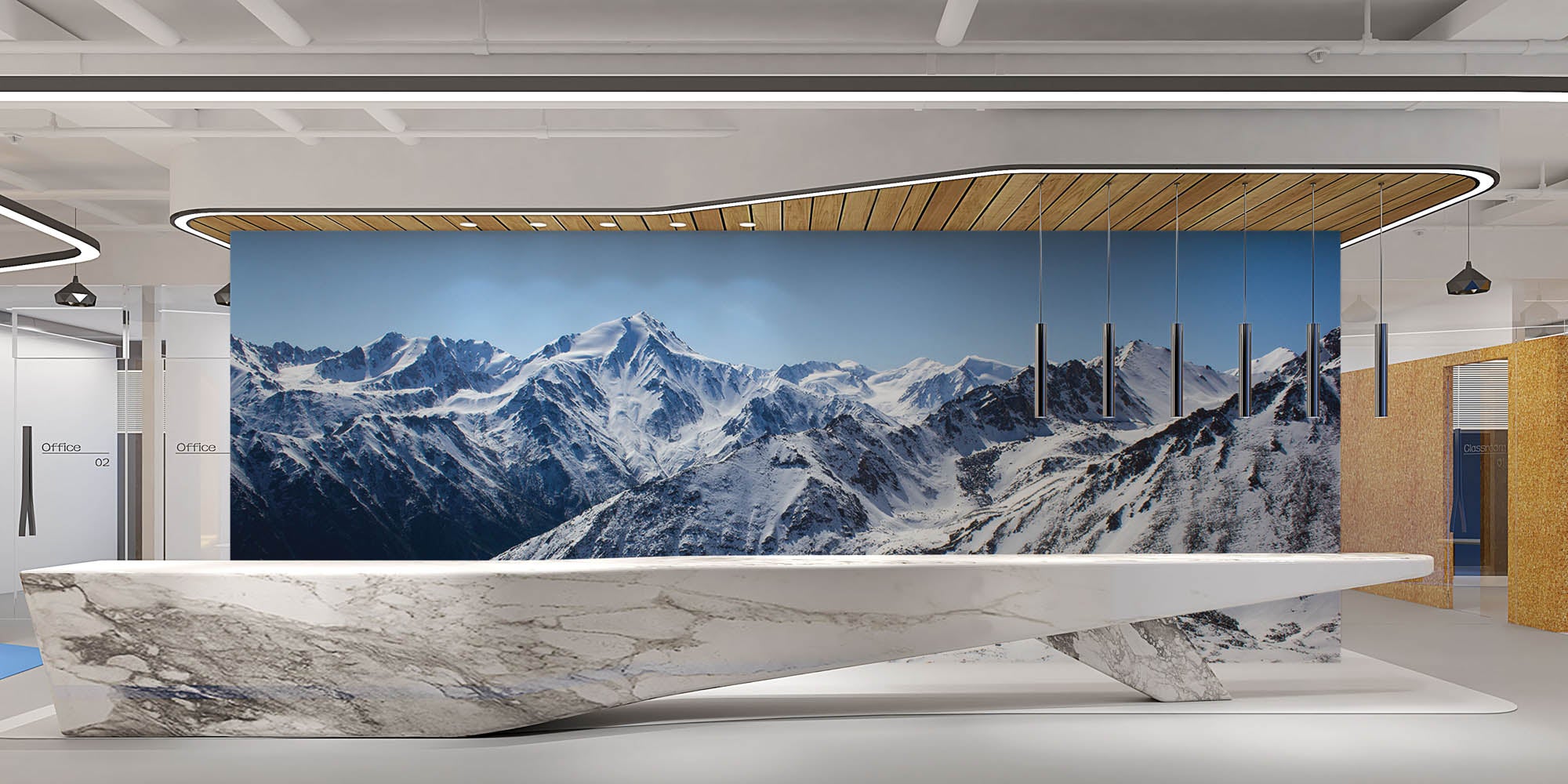 Besneeuwde bergketen Kazakstan - LW00115 Fotobehang