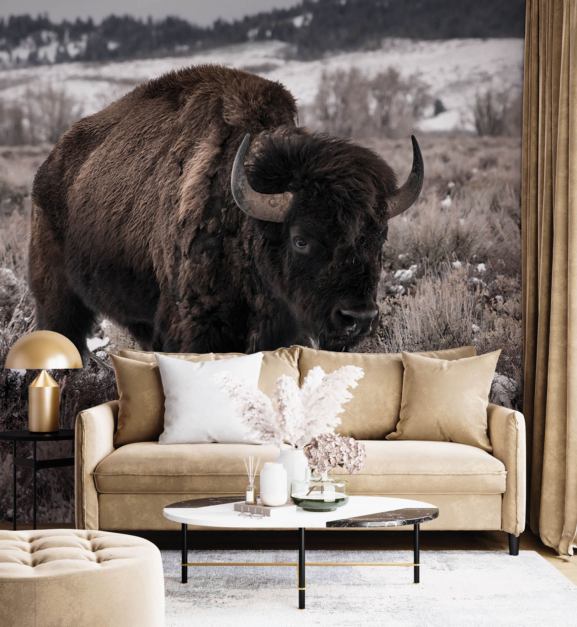 Bizon in weide - LW00162 Fotobehang