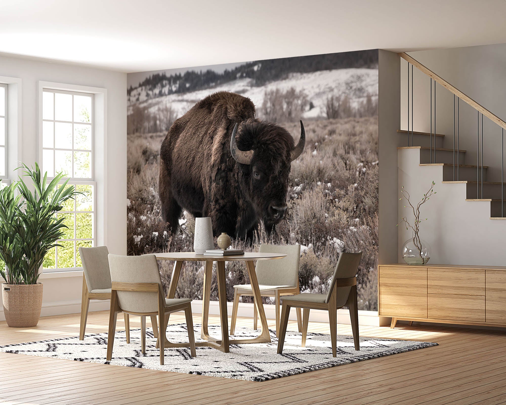 Bizon in weide - LW00162 Fotobehang