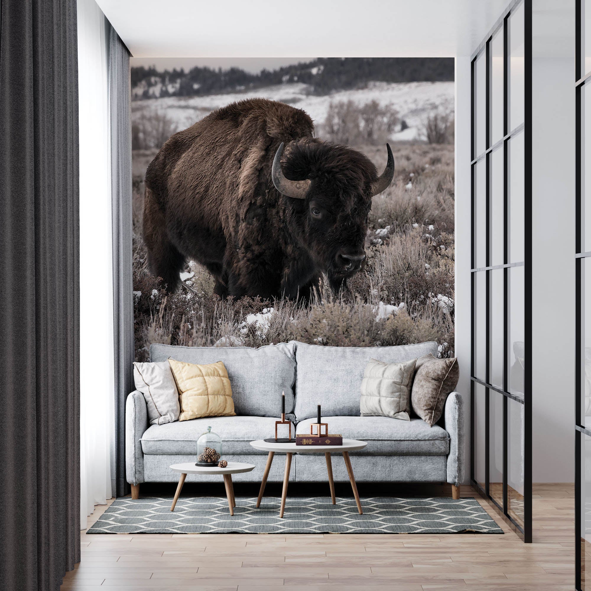 Bizon in weide - LW00162 Fotobehang