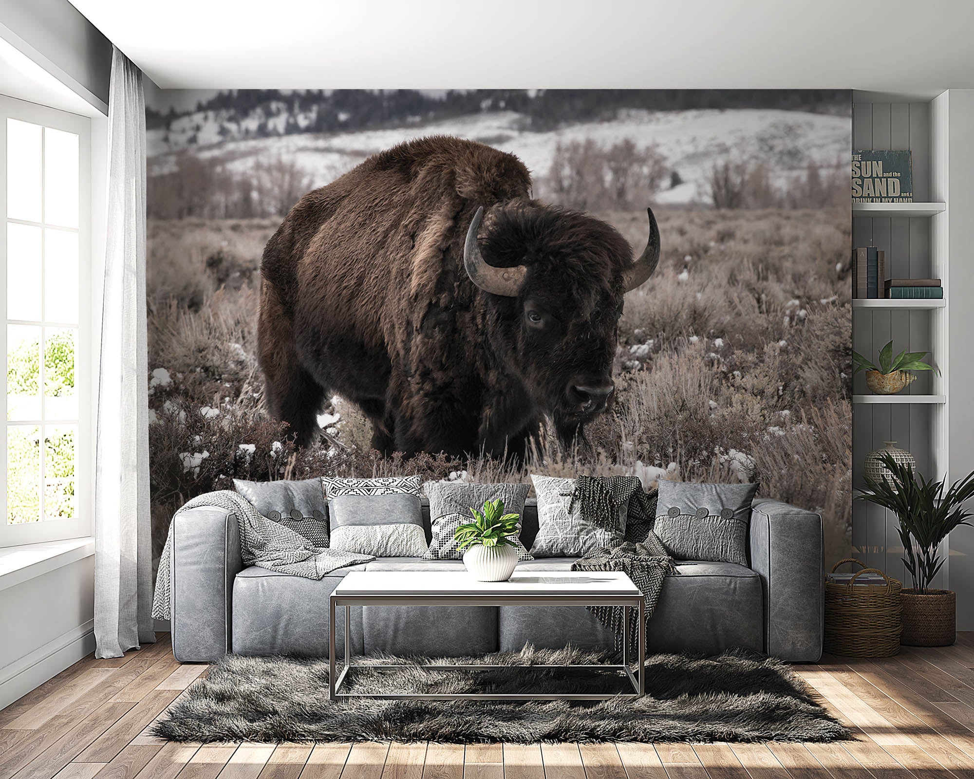 Bizon in weide - LW00162 Fotobehang