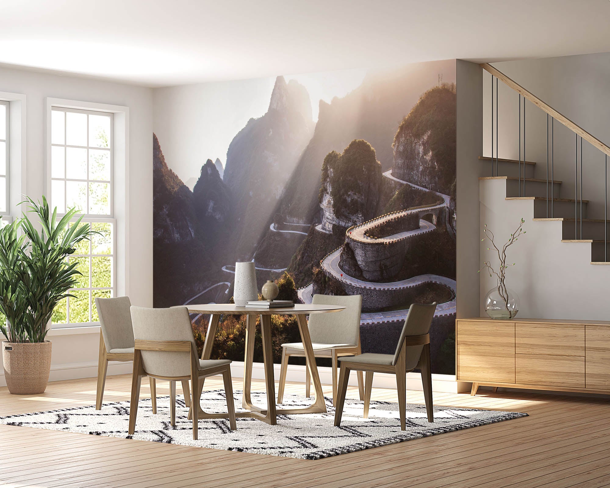 Bochtige weg op berg- LW00065 Fotobehang