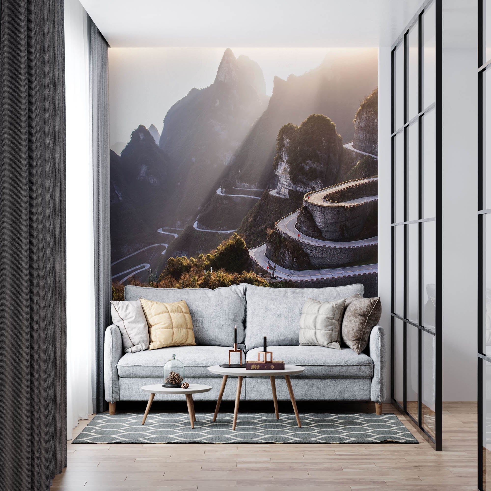 Bochtige weg op berg- LW00065 Fotobehang