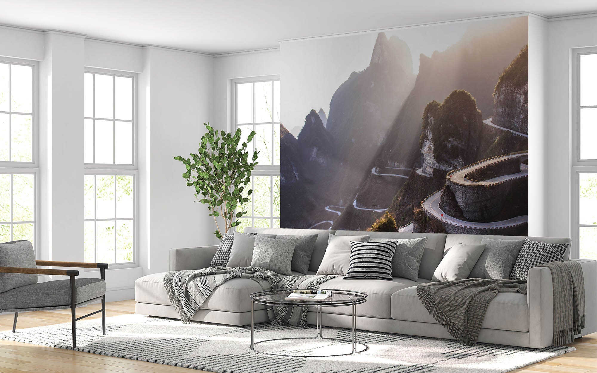 Bochtige weg op berg- LW00065 Fotobehang