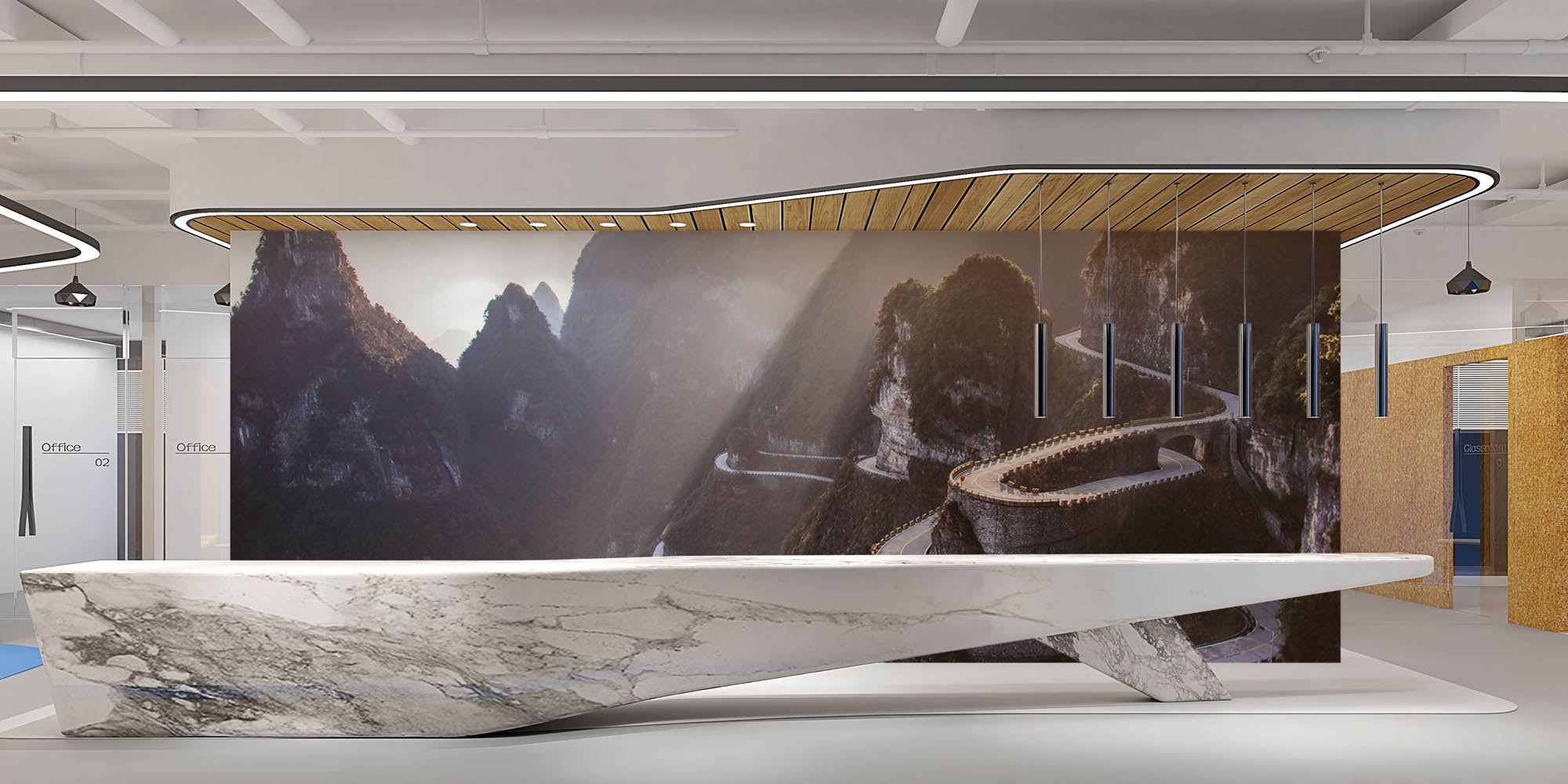 Bochtige weg op berg- LW00065 Fotobehang